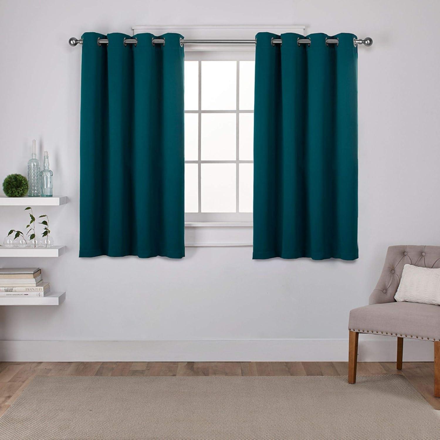 Set of 2 (63"x52") Sateen Twill Weave Insulated Blackout Grommet Top Window Curtain Panels Teal - Exclusive Home