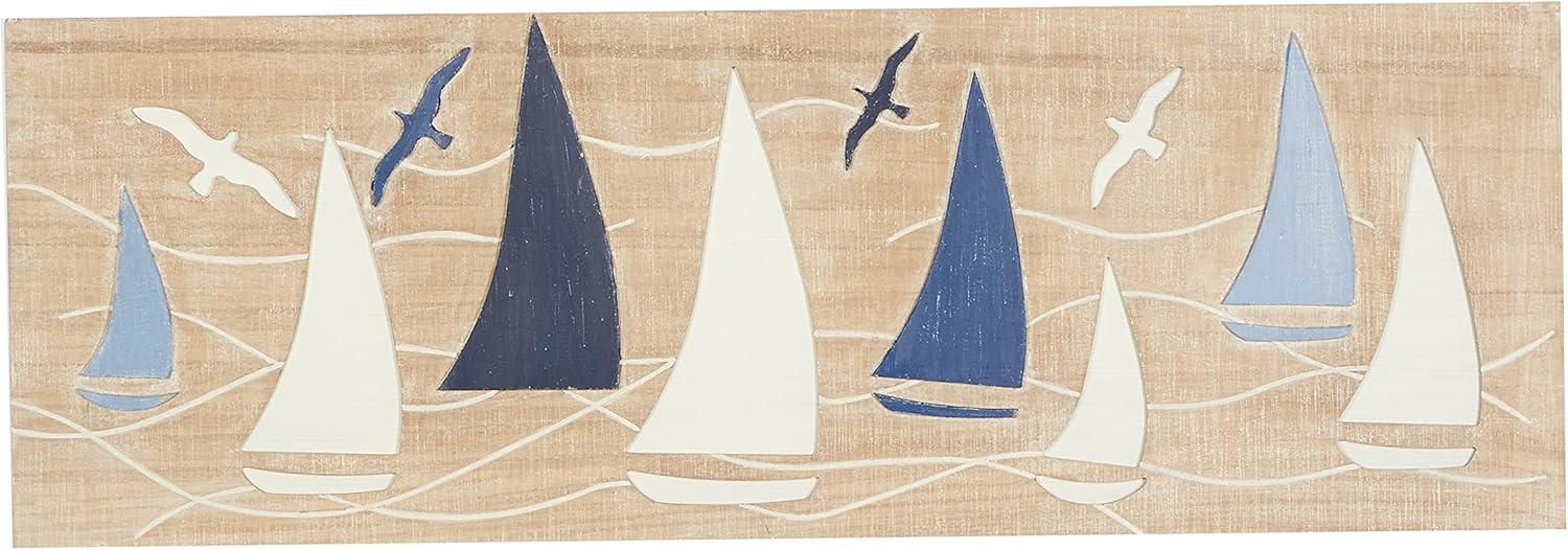 DecMode Brown Wood Sail Boat Wall Decor
