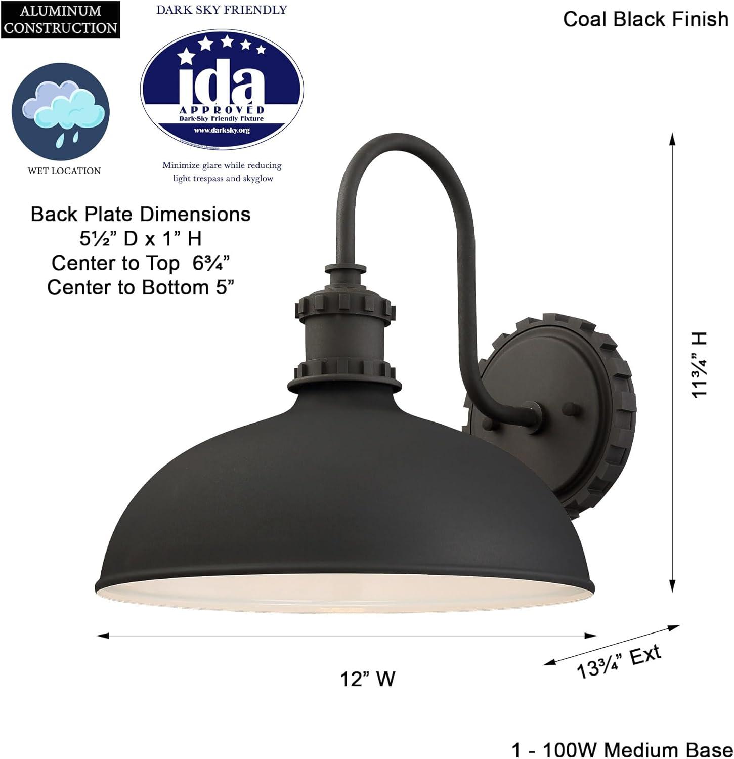 Minka Lavery Industrial Outdoor Barn Light Fixture Black Gooseneck Arm 11 3/4" for Post Exterior Deck House Porch Yard Patio