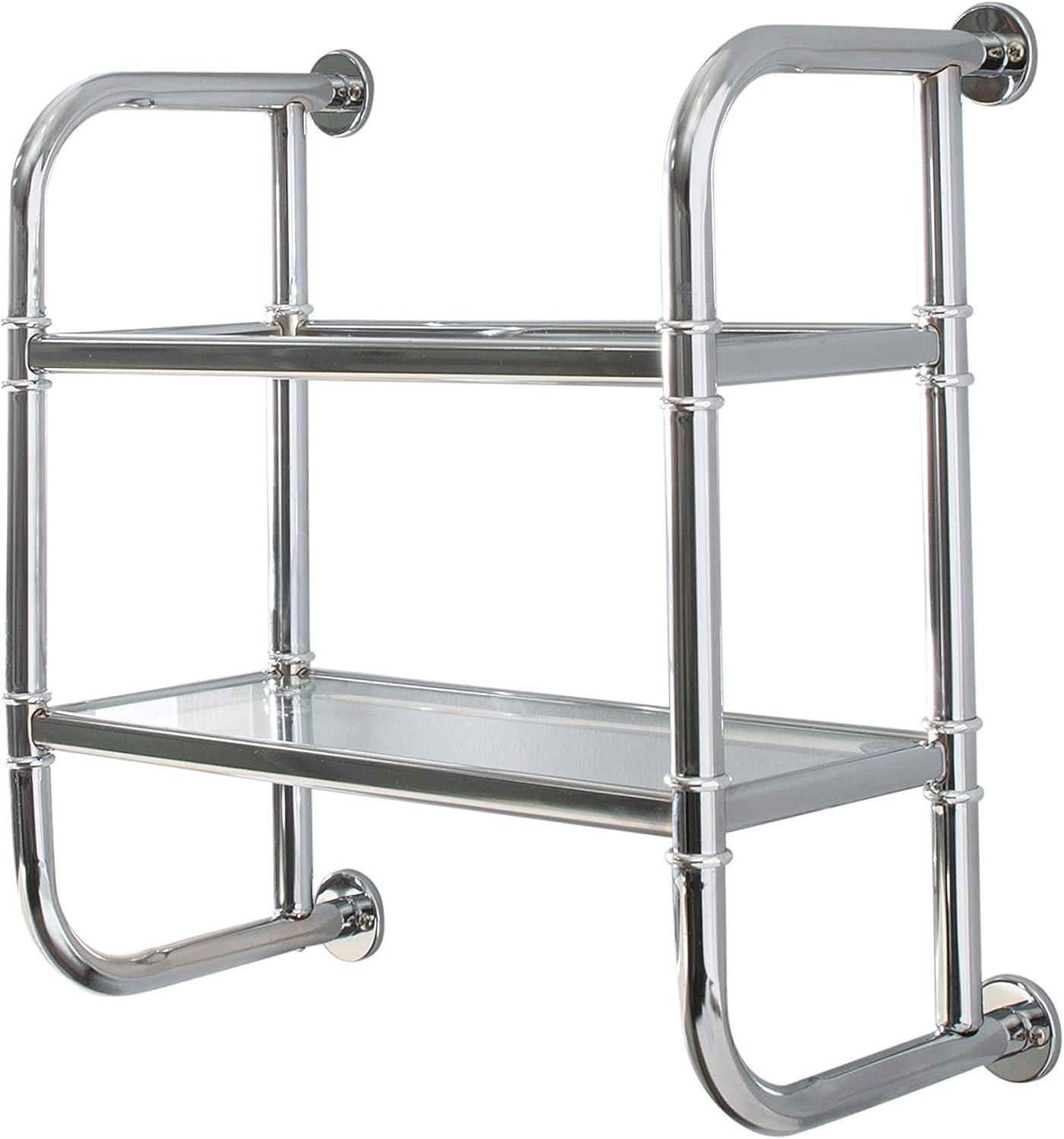 Organize It All Two Tier Bath Shelf Chrome : Microfiber, Machine Washable, Non-Slip Backing