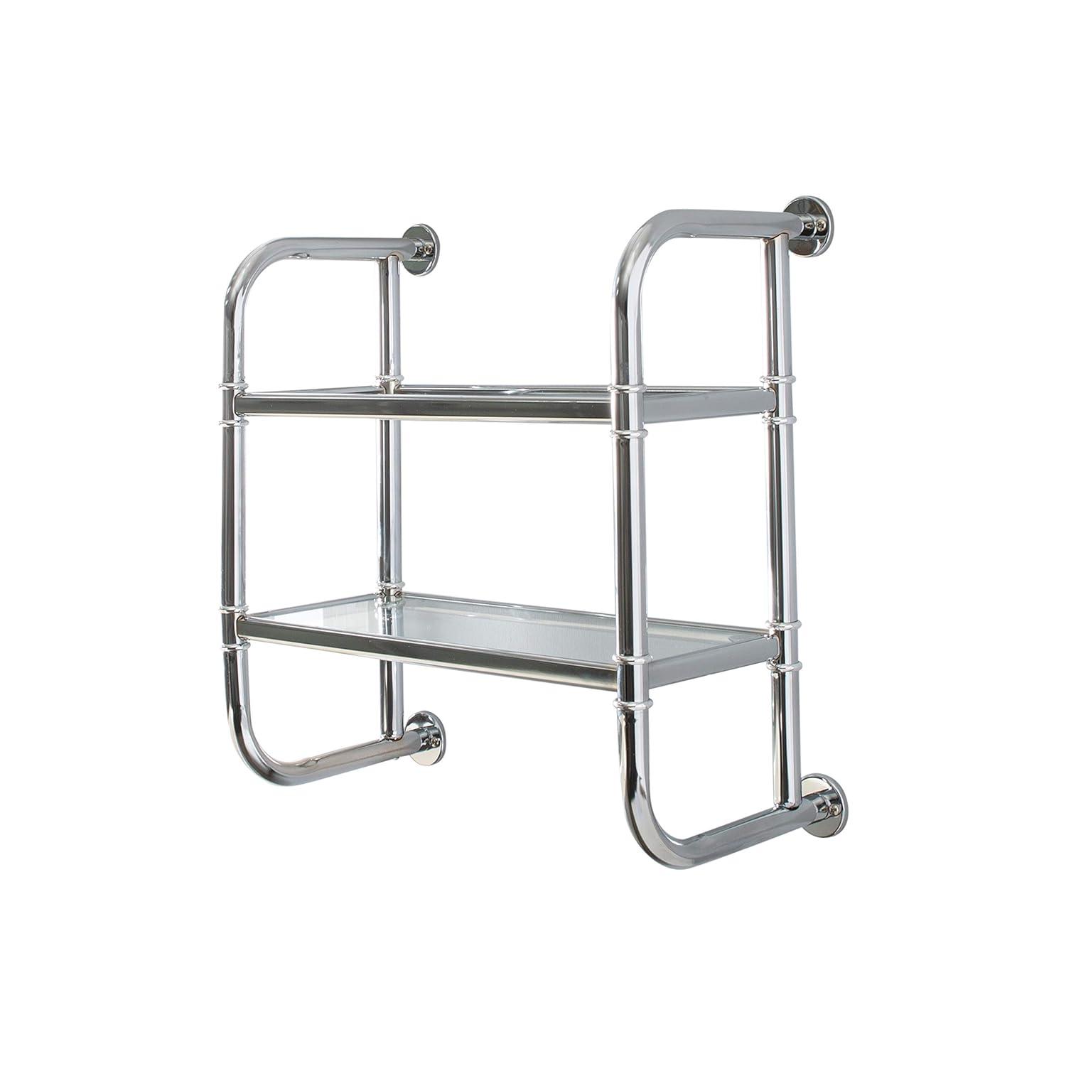 Organize It All Two Tier Bath Shelf Chrome : Microfiber, Machine Washable, Non-Slip Backing