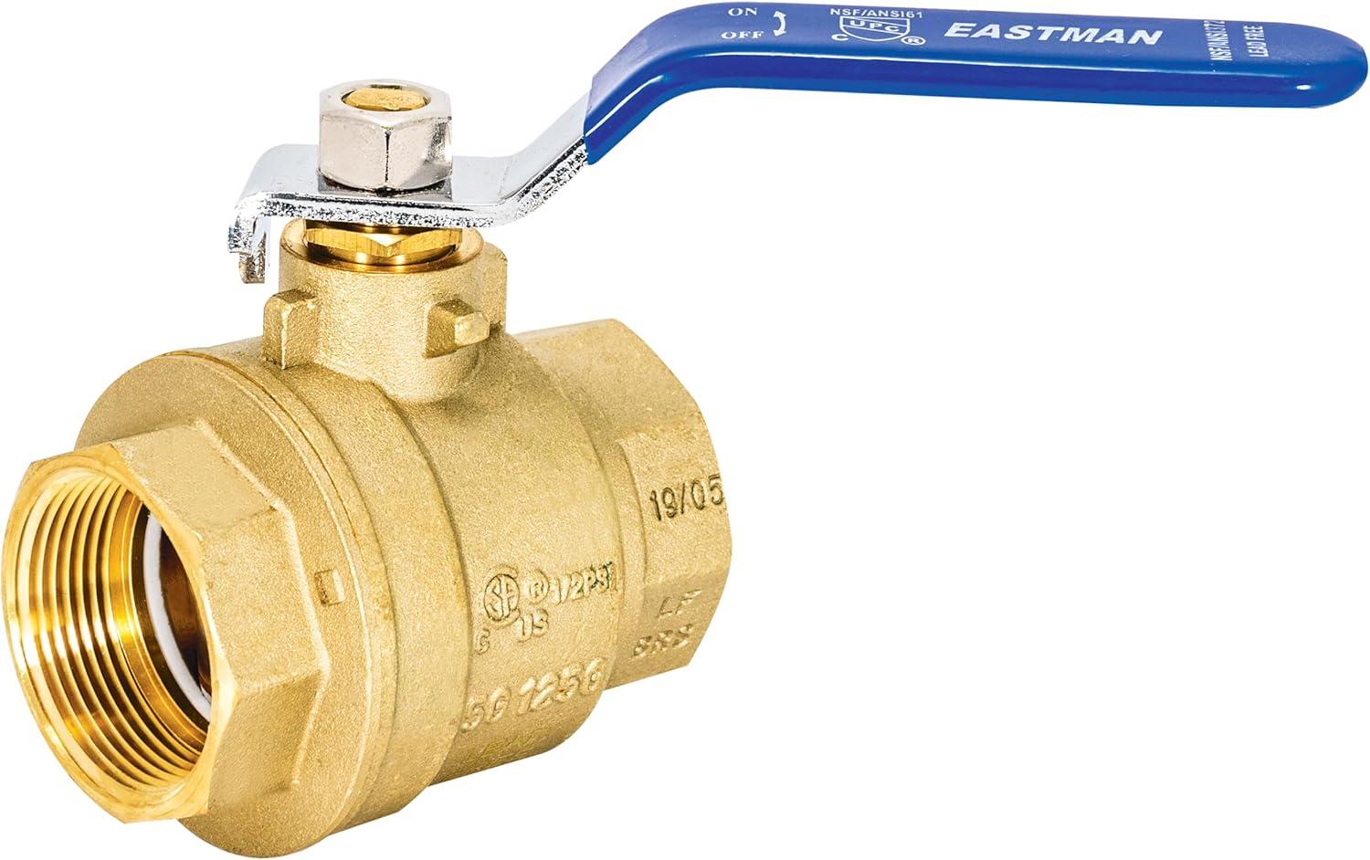 Eastman 20053LF Válvula de Bola de Puerto Completo de Alta Resistencia, IPS de 1-1/2 Pulgadas, Latón