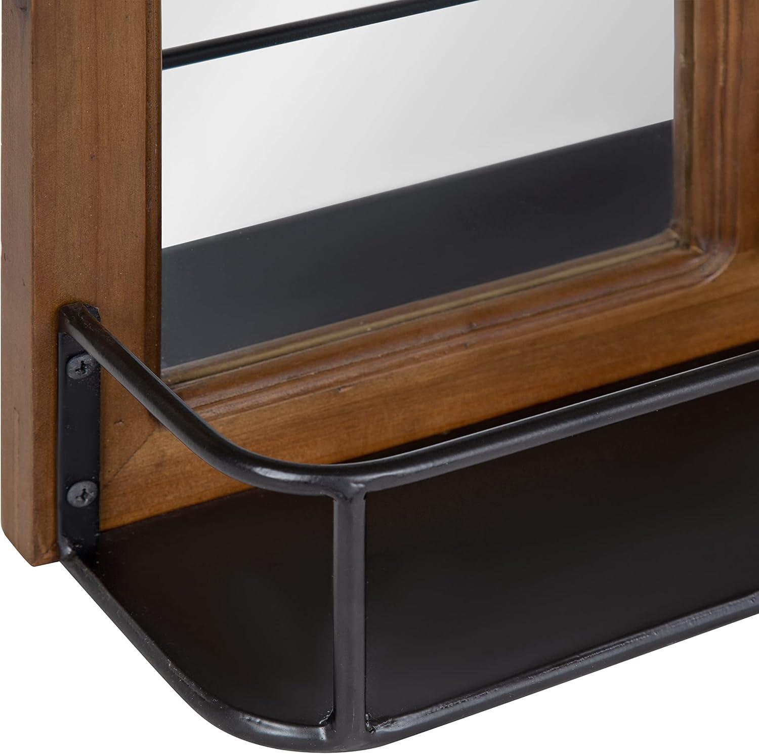 Kate and Laurel Jackson Square Wood Functional Mirror, 24x18, Brown