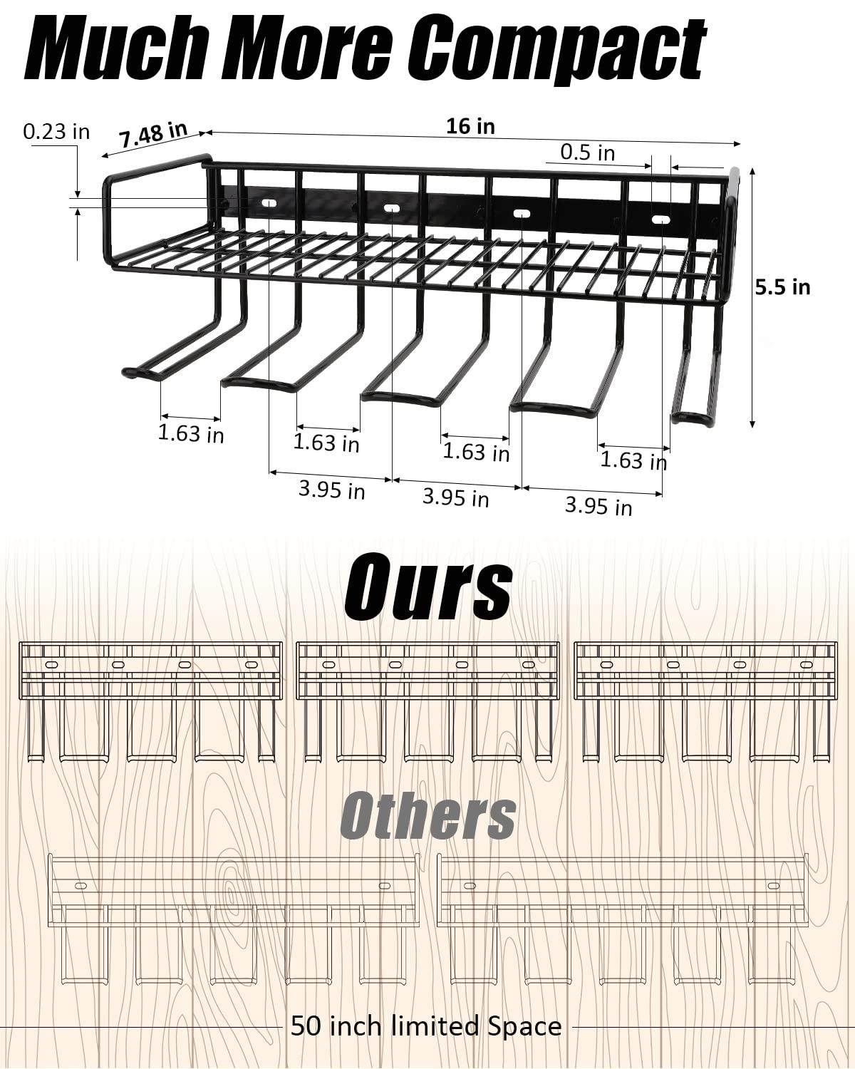 Heavy Duty Tool Organizer, 16"W x 7.48"H x 5.51"D, 4 Wall Mount Anchors, 3.95" Between Slots, Sturdy Steel Construction, Ideal for Power Tools