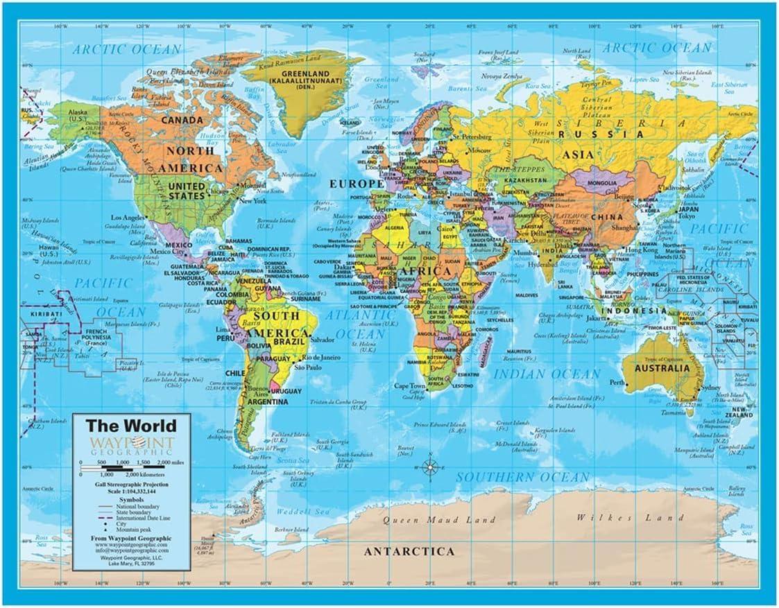 Waypoint Geographic World/USA Laminated Notebook Maps, 12 Count