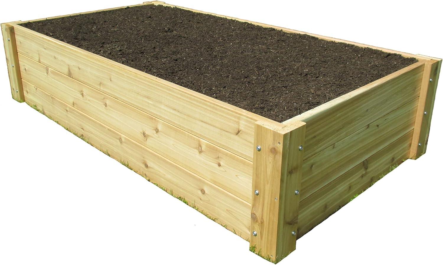 Smart Carts Enterprises 3x6RaisedTall16.5 in. x  3 x 6 ft. Deep Root Natural Cedar Raised Bed Garden Kit