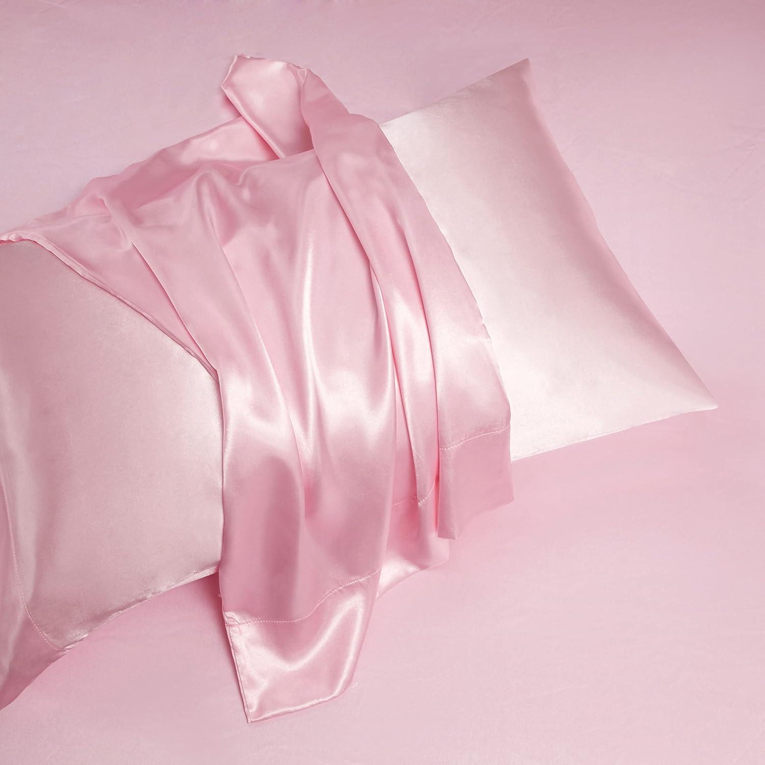 Queen Pink Satin Deep Pocket 4-Piece Sheet Set