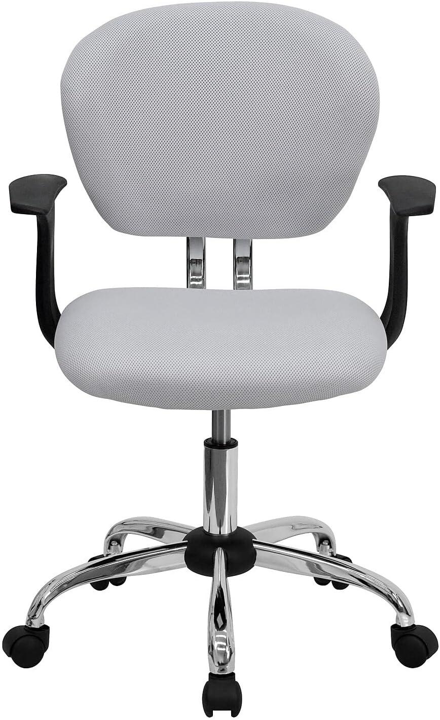 Mid-Back White Mesh Swivel Task Chair with Chrome Base