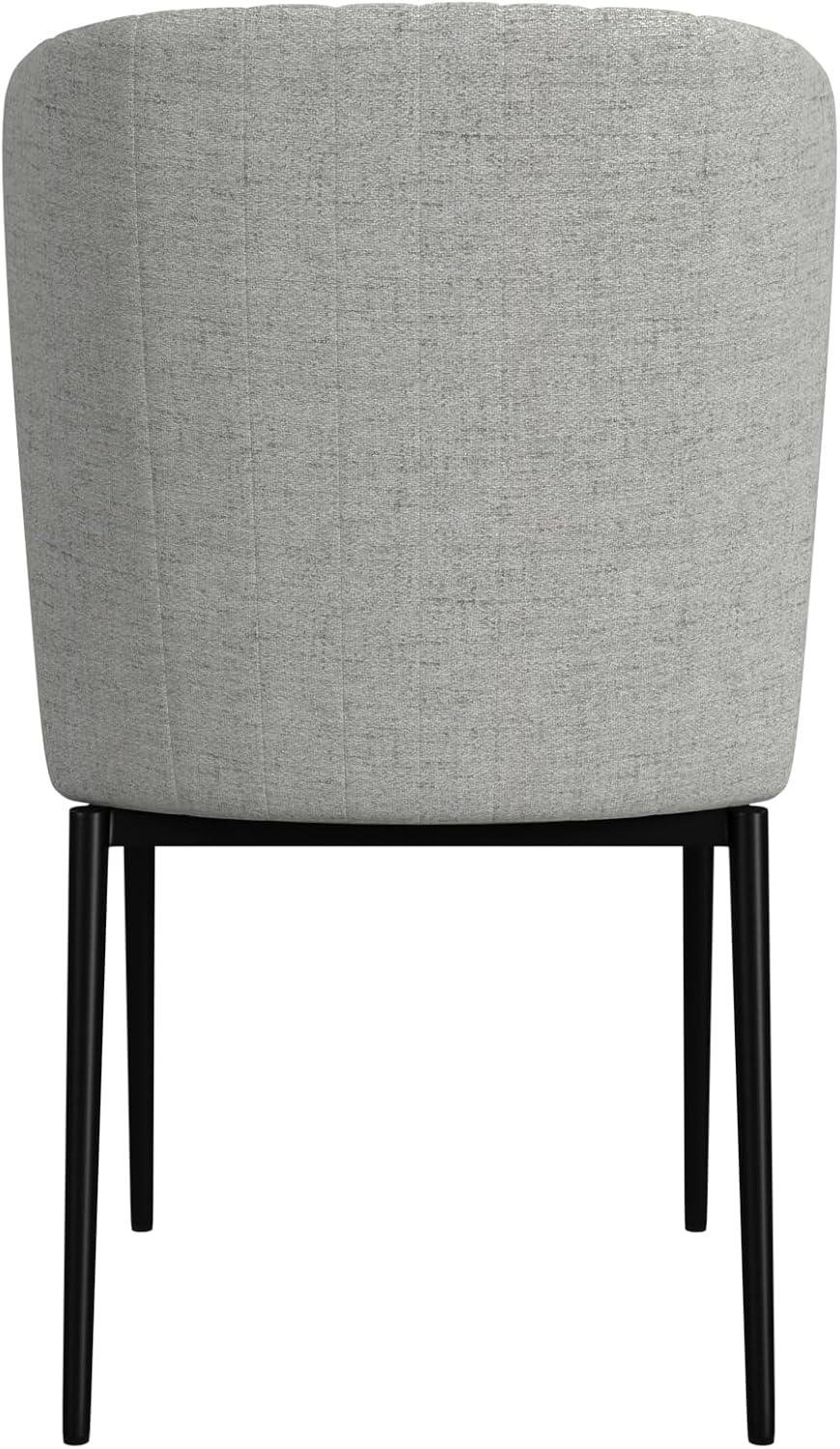 Channel Back Dining Chair with Metal Legs Light Gray - HomePop