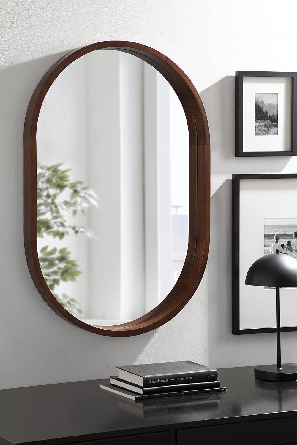 Kate and Laurel Hutton Wood Capsule Mirror, 24x36, Walnut Brown