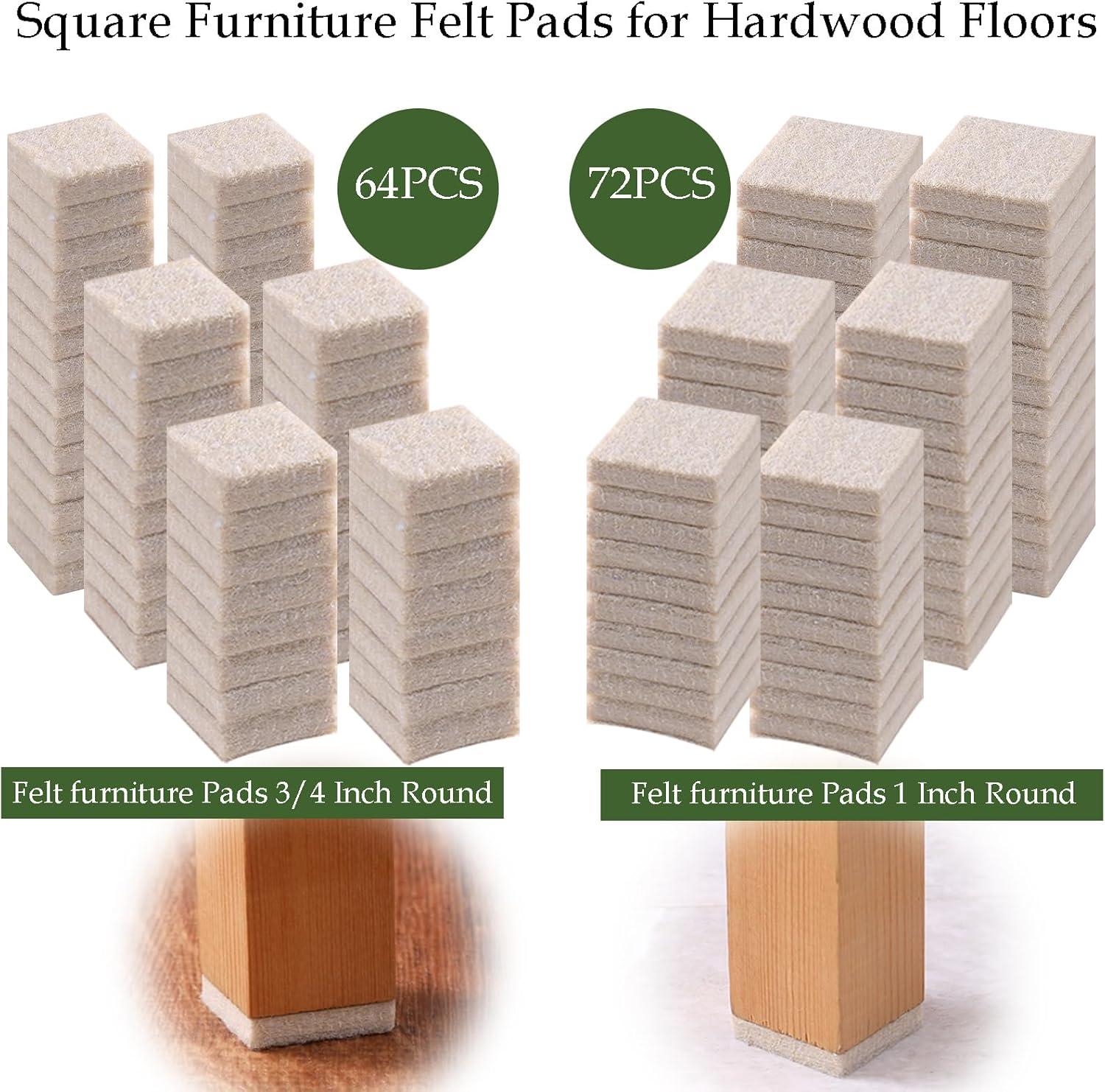 Fursafe&Q Felt Furniture Pads, Furniture Felt Pads for Hardwood Floors -Self Adhesive Chair Leg Floor Protectors, Protect from Nicks, Dents and Scratches, Chair Feet Protectors 136 Pcs Chair Feet