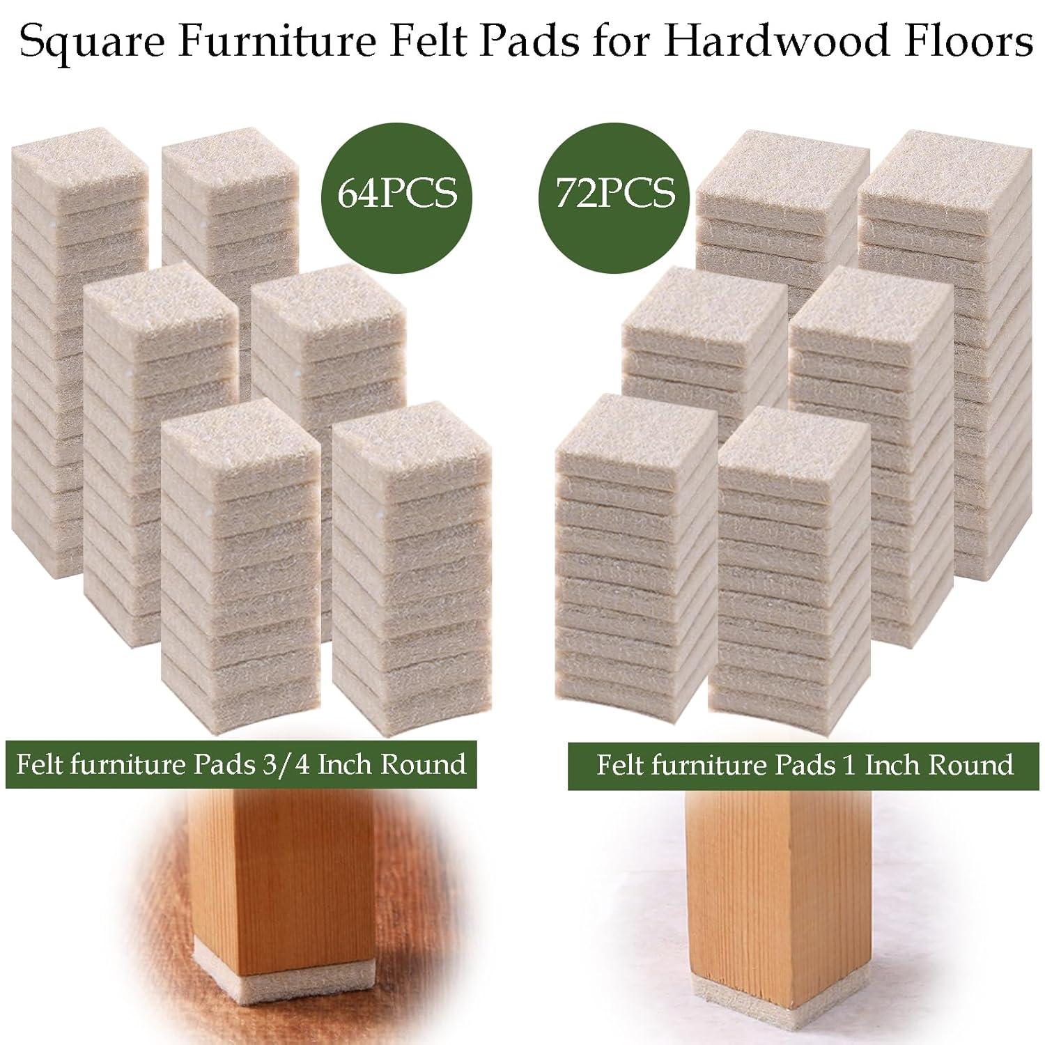Fursafe&Q Felt Furniture Pads, Furniture Felt Pads for Hardwood Floors -Self Adhesive Chair Leg Floor Protectors, Protect from Nicks, Dents and Scratches, Chair Feet Protectors 136 Pcs Chair Feet
