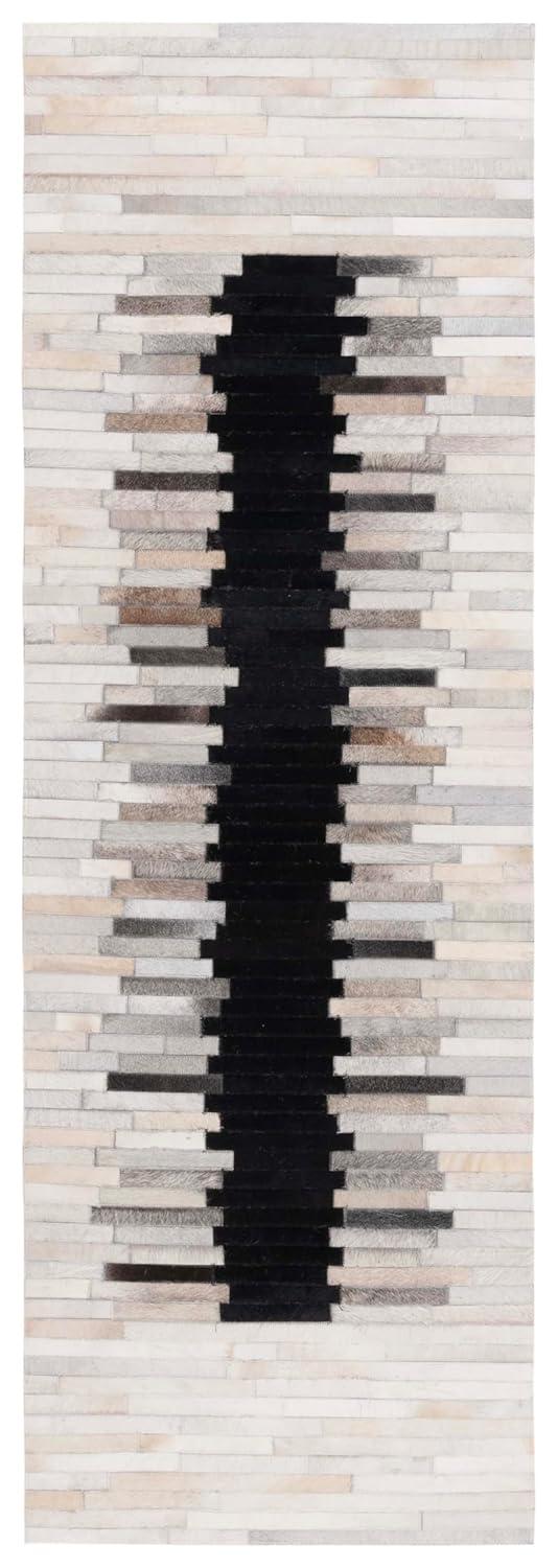 SAFAVIEH Studio Leather Collection Runner Rug - 7' Runner, Grey & Brown, Modern Design, Ideal for High Traffic Areas in Hallway, Bathroom & Kitchen (STL818F-27)