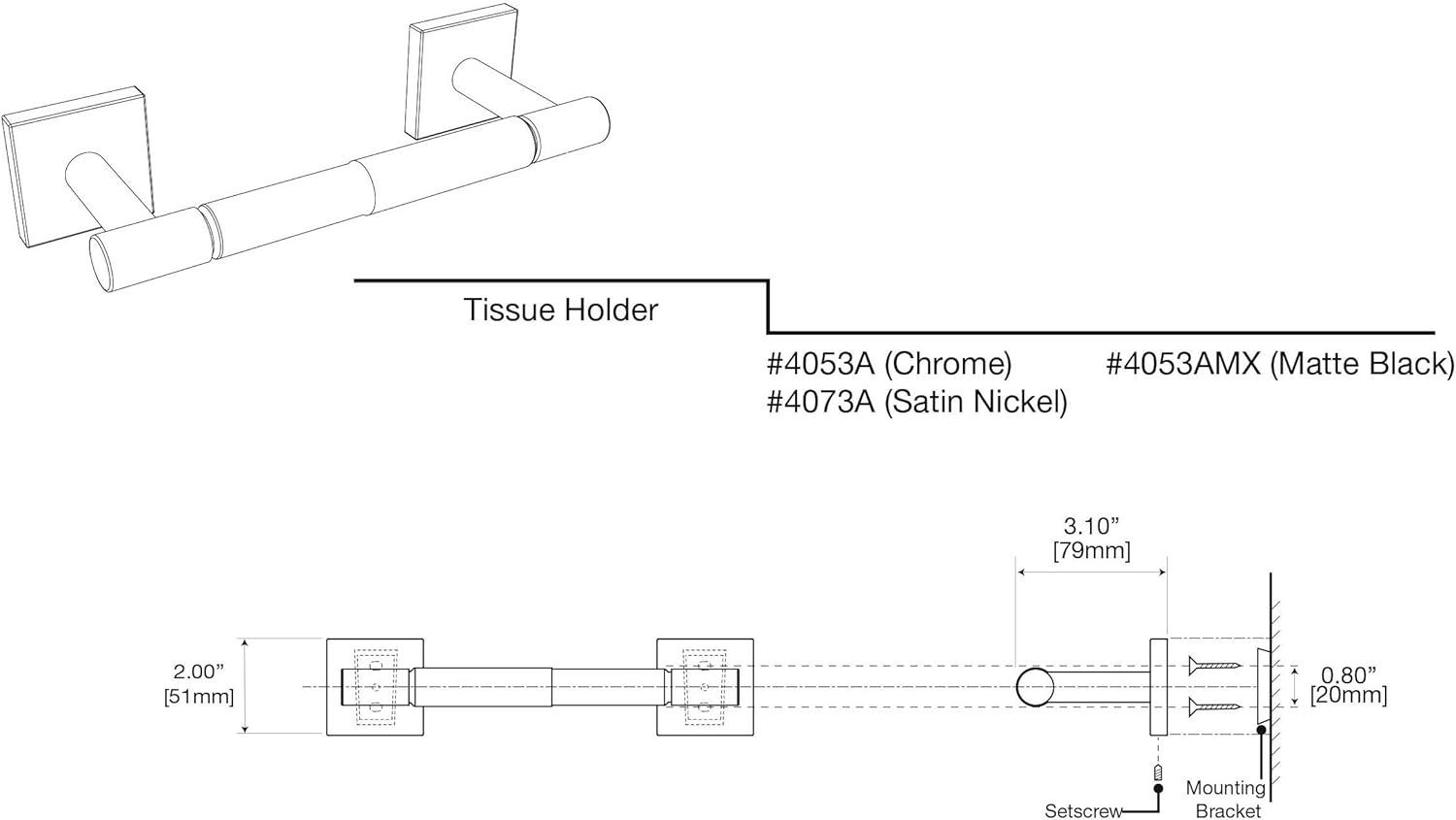 Elevate Standard Wall Mounted Toilet Paper Holder | Double Post and Spring Loaded