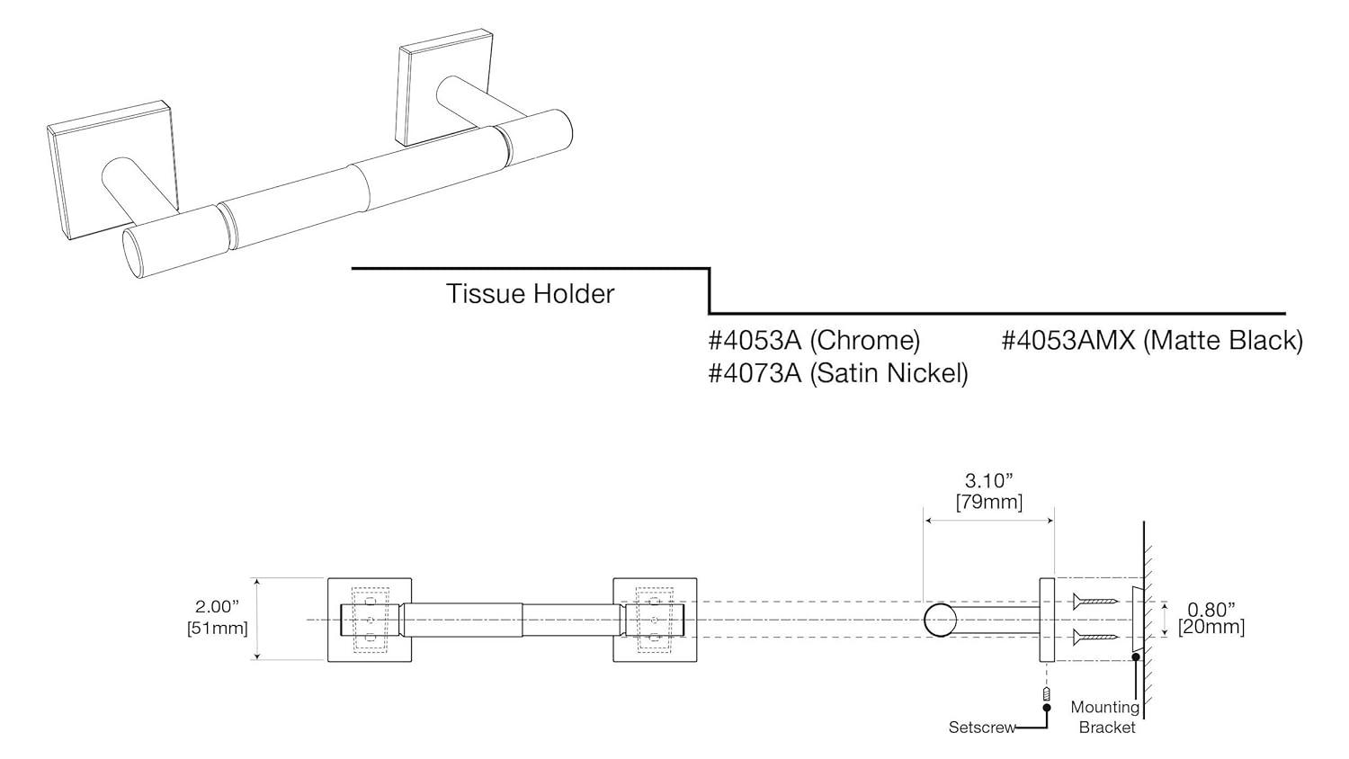 Elevate Standard Wall Mounted Toilet Paper Holder | Double Post and Spring Loaded
