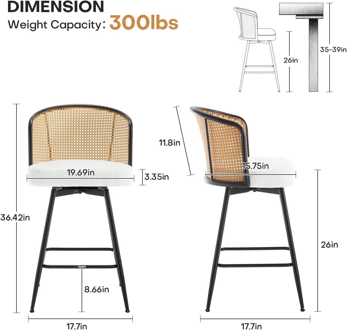 Bay Isle Home™ Cane Back Swivel Upholstered Counter & Bar Stool (Set of 2)