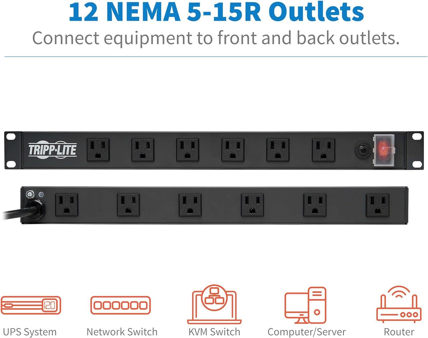 Tripp Lite RS-1215-RA 15A 12-Outlets Rackmount Power Strip