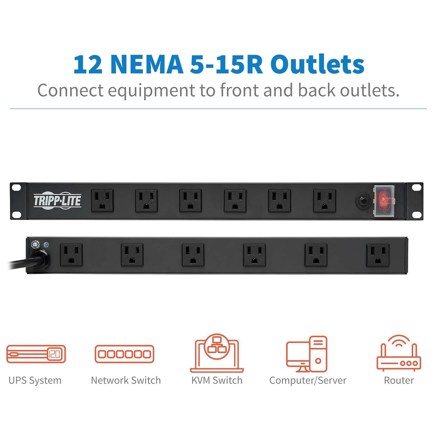 Tripp Lite RS-1215-RA 15A 12-Outlets Rackmount Power Strip