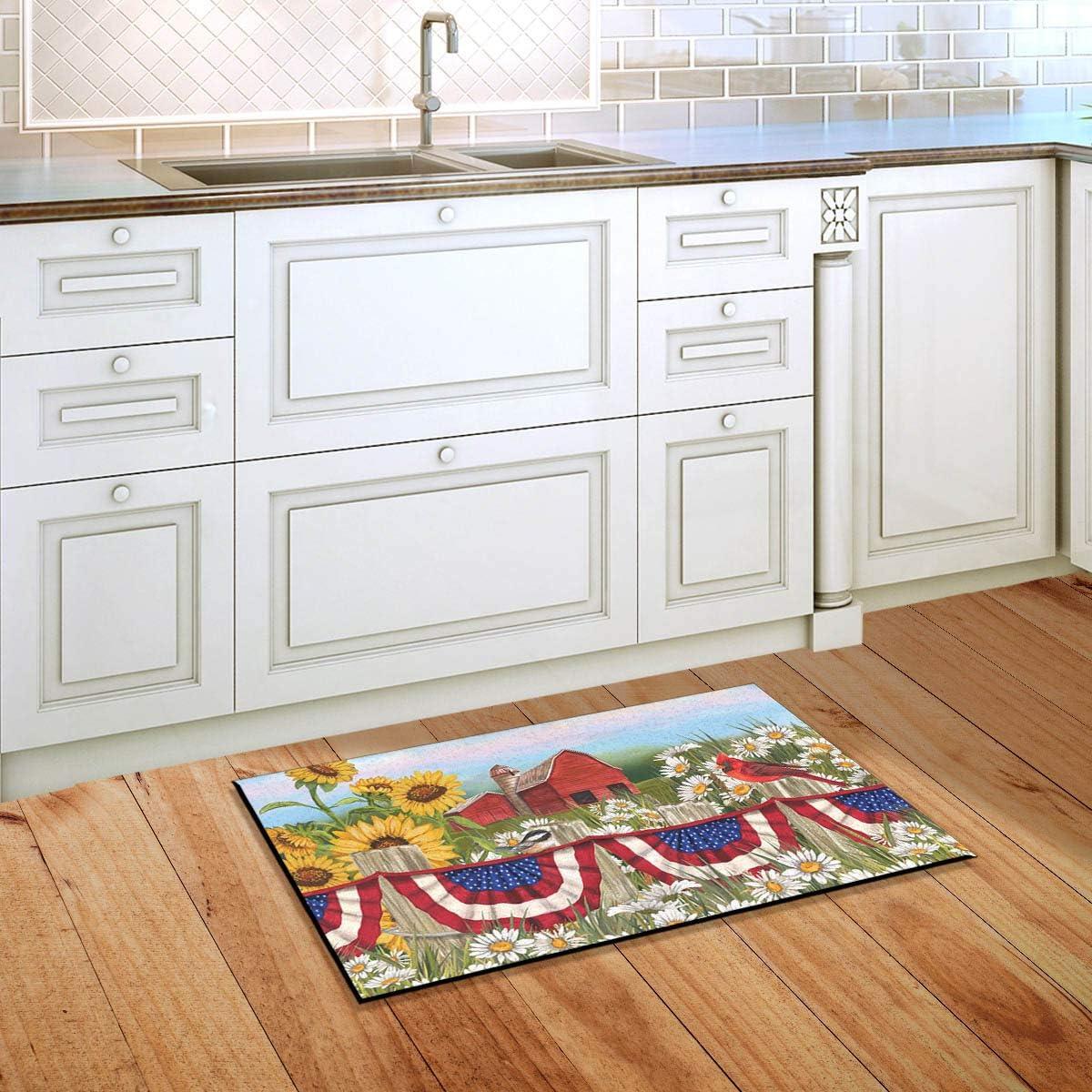 Patriotic Songbirds and Sunflowers Outdoor Doormat