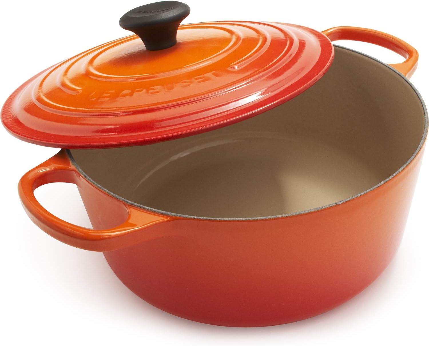 Flame Enameled Cast Iron Round Dutch Oven with Lid, 5.5 Quart