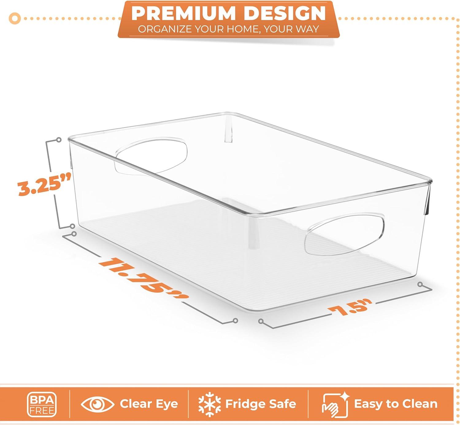 Sorbus Sorbus 10 Pack Narrow Clear Plastic Storage Bins with Handles for Shelves
