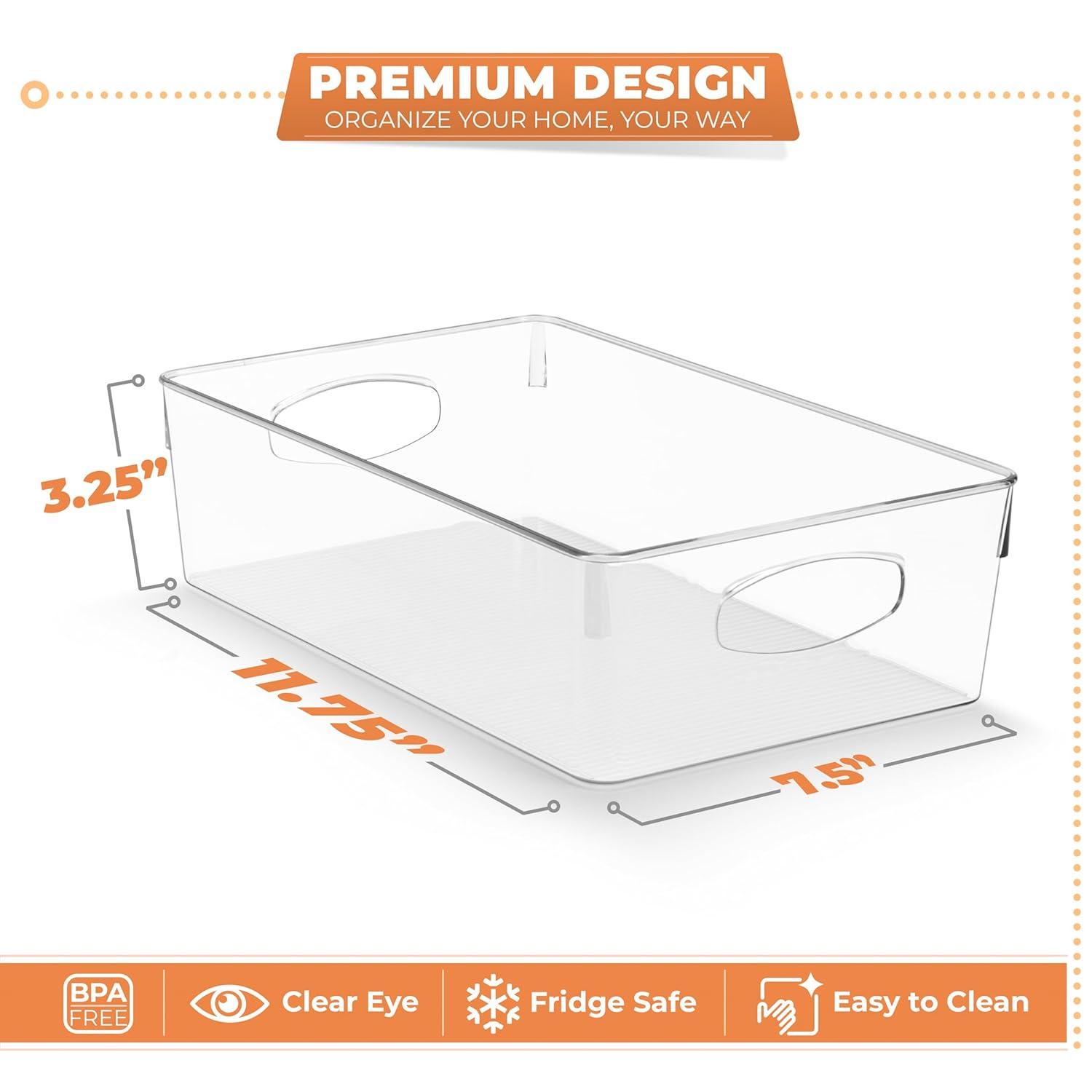 Sorbus Sorbus 10 Pack Narrow Clear Plastic Storage Bins with Handles for Shelves