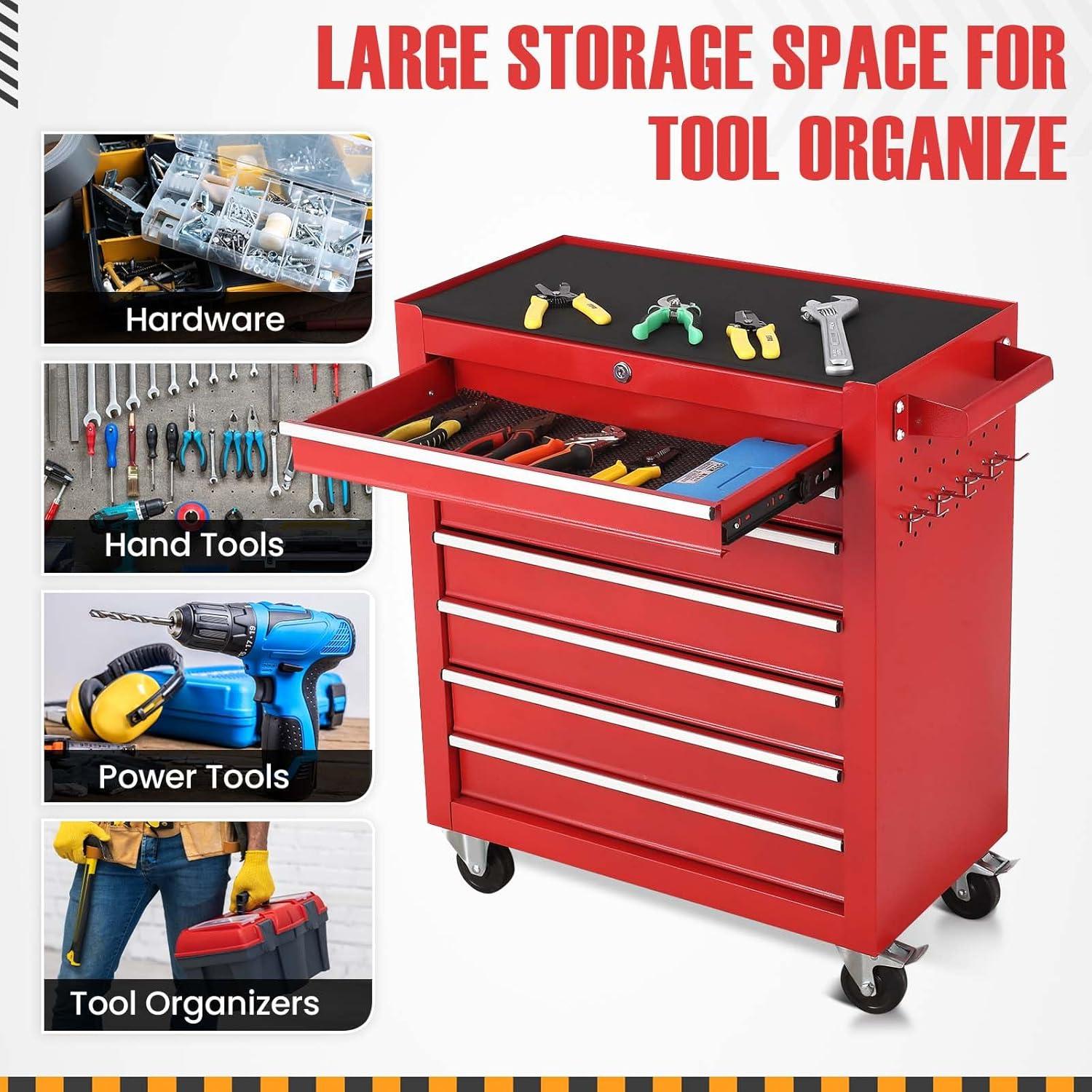 Rolling Tool Chest with 7-Drawer, Tool Box with Wheels and Keyed Locking, Multifunctional Tool Cart , Mechanic Tool Storage Organizer for Garage, Warehouse, Workshop, Repair Shop