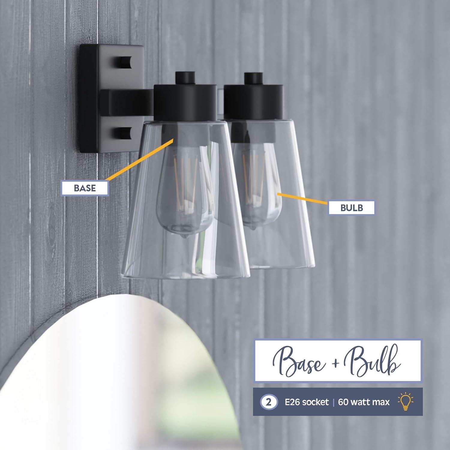 Prominence Home Fairendale 2-Light Matte Black Bathroom Vanity Light with Clear Glass Shade