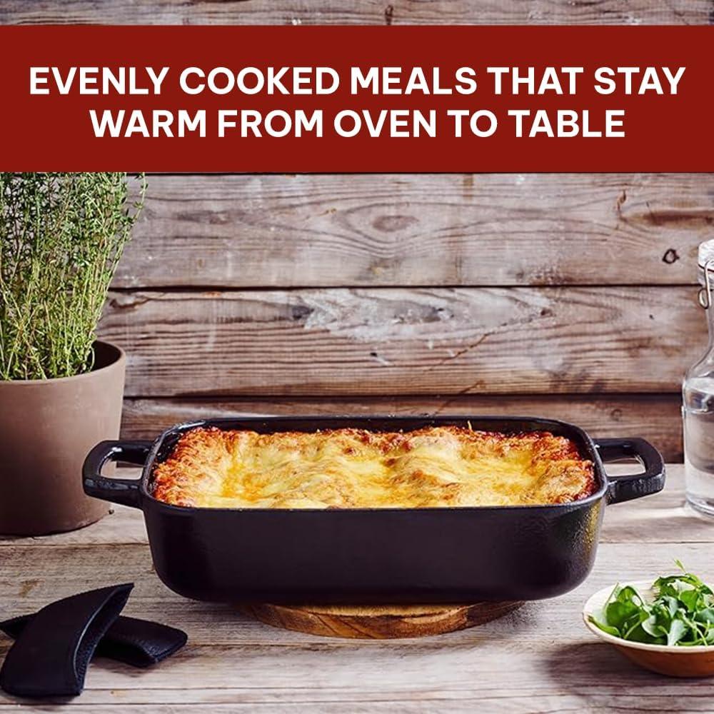Alva Alva Nori Enameled Cast Iron Dutch Oven Dish Roasting Pan Rectangular Nonstick Stove-to-Table Enamel Coated Pot, Non Toxic, Compatible with All Stovetops, Oven Safe & Induction Safe
