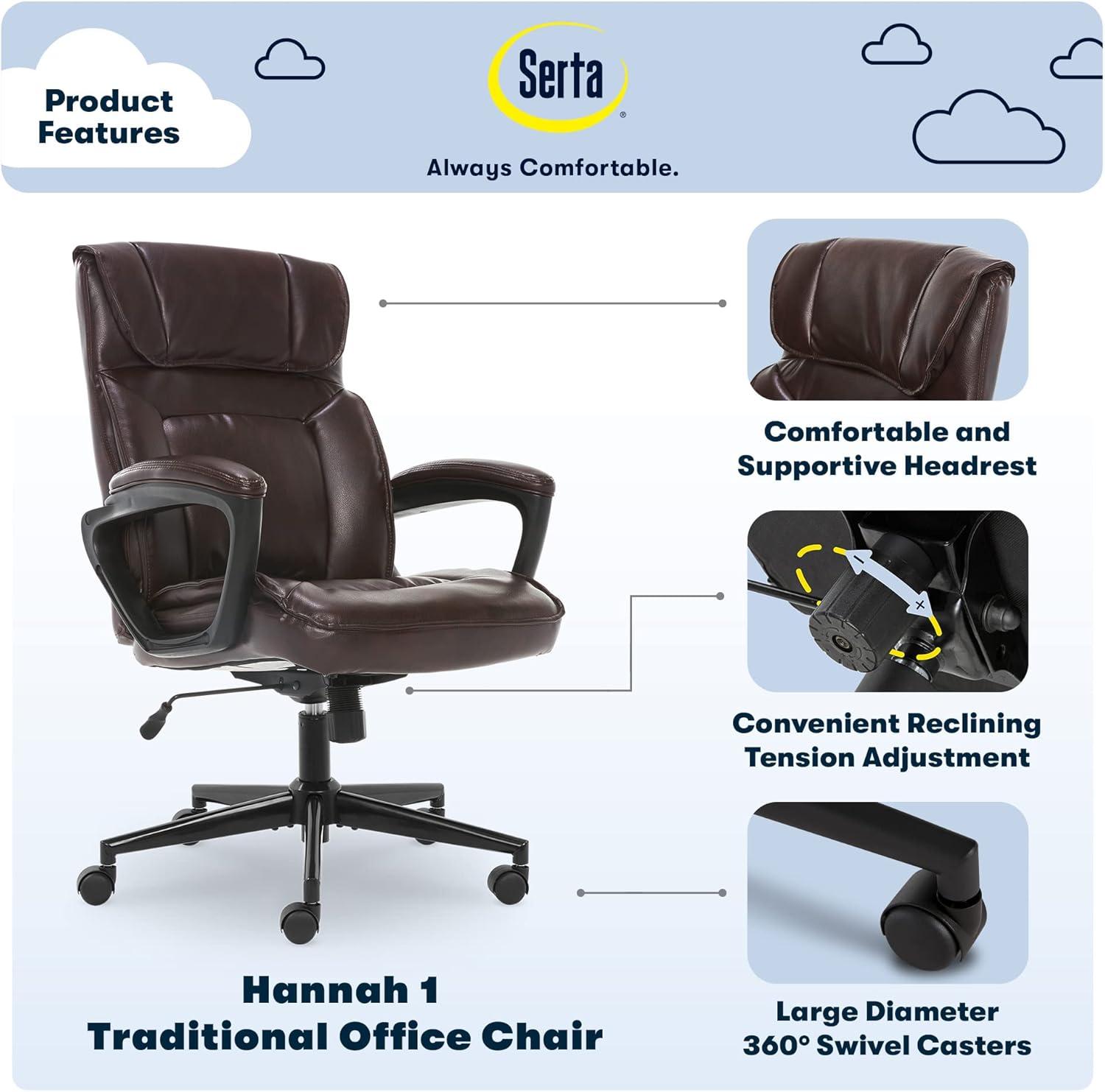 Style Hannah Office Chair Bonded Leather Comfort - Serta