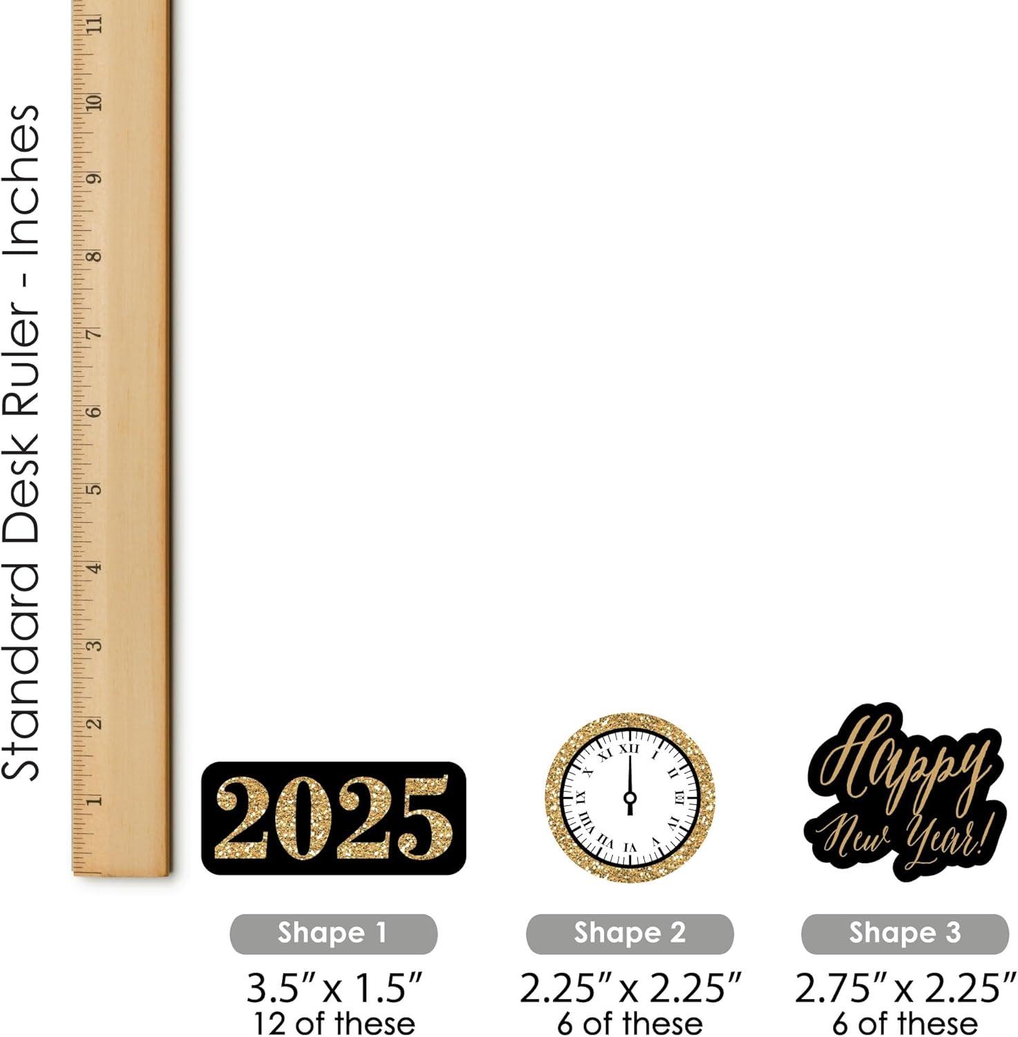 Big Dot of Happiness New Year's Eve - Gold - DIY Shaped 2025 New Years Eve Party Cut-Outs - 24 Count