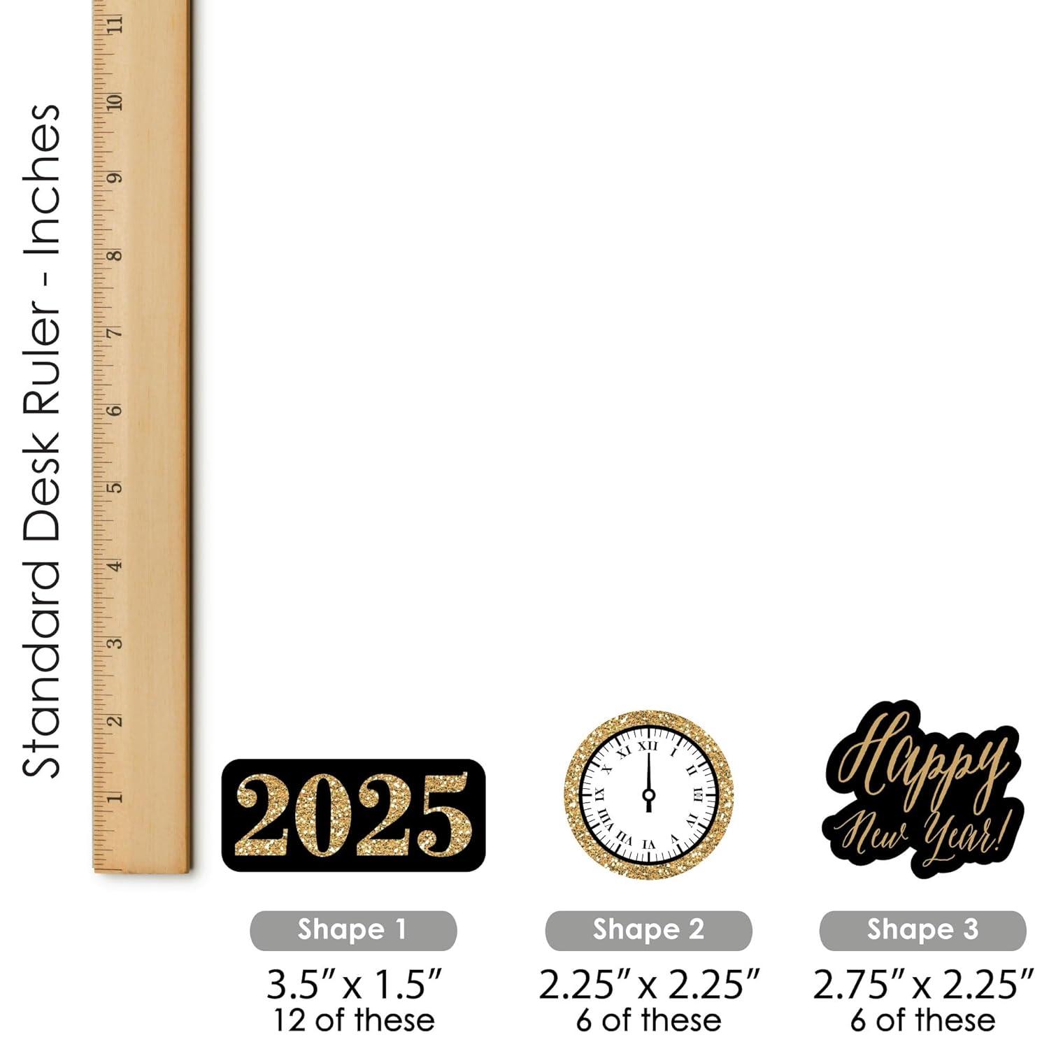 Big Dot of Happiness New Year's Eve - Gold - DIY Shaped 2025 New Years Eve Party Cut-Outs - 24 Count