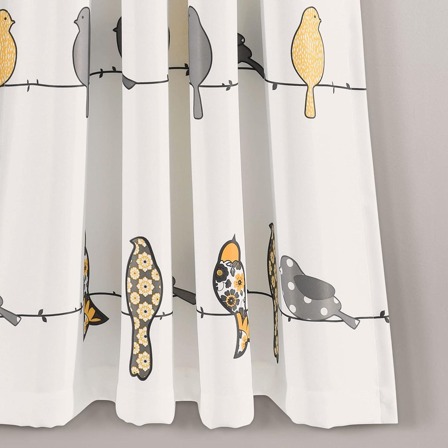 2pk 52"x63" Light Filtering Rowley Birds Curtain Panel Yellow - Lush Décor