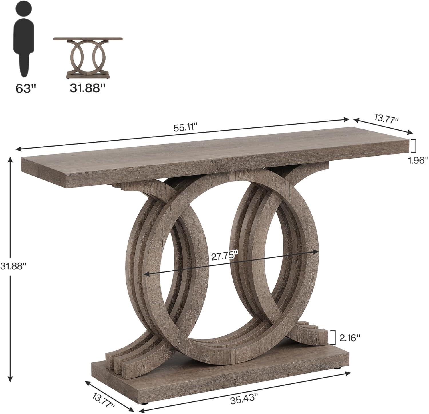 Farmhouse Console Sofa Table, 55 Inches Entryway Hallway Foyer Table White