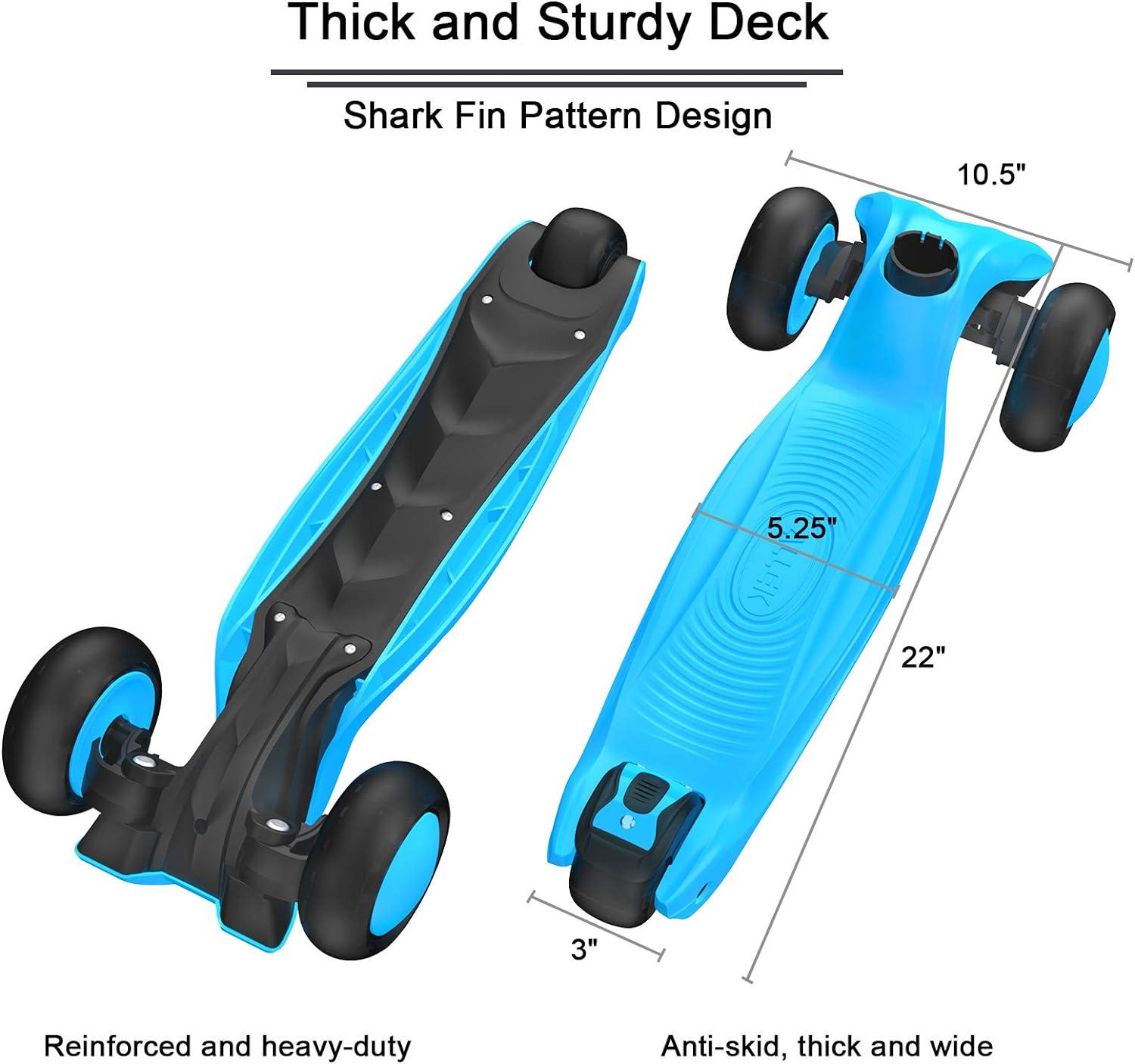 Allek Kick Scooter B03 with Light-Up Wheels and Any Height Adjustable for Children from 3-12yrs (Aqua Blue)