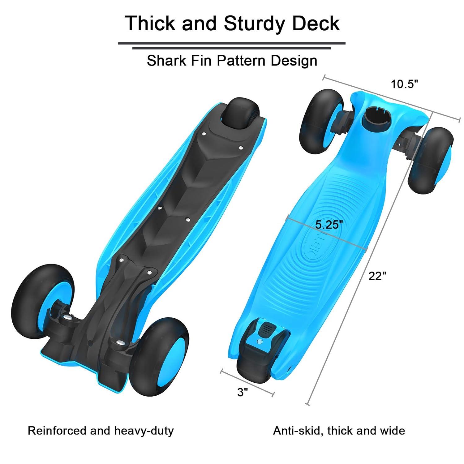 Allek Kick Scooter B03 with Light-Up Wheels and Any Height Adjustable for Children from 3-12yrs (Aqua Blue)