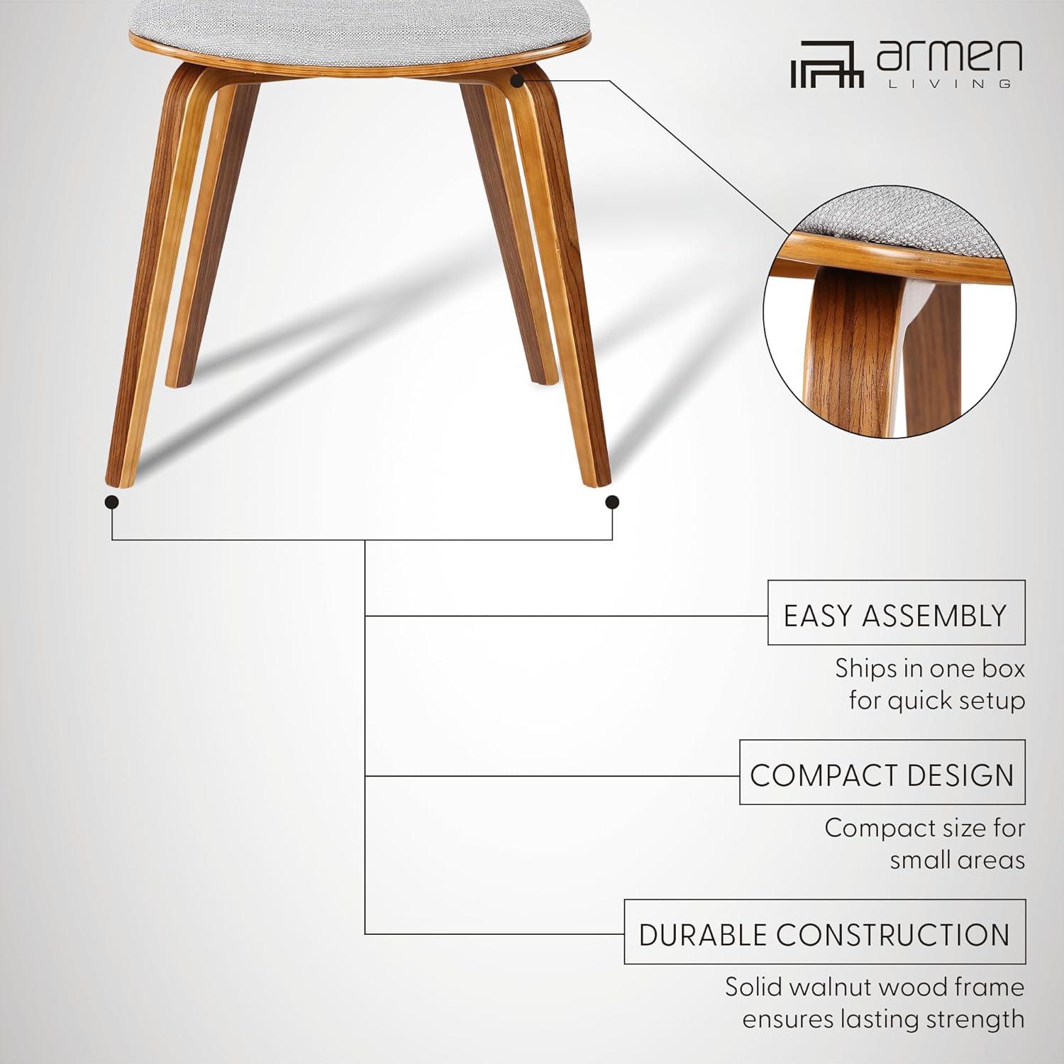 Jaguar Mid-Century Modern Kitchen Dining Table Accent Chair in Walnut Wood and Gray Fabric