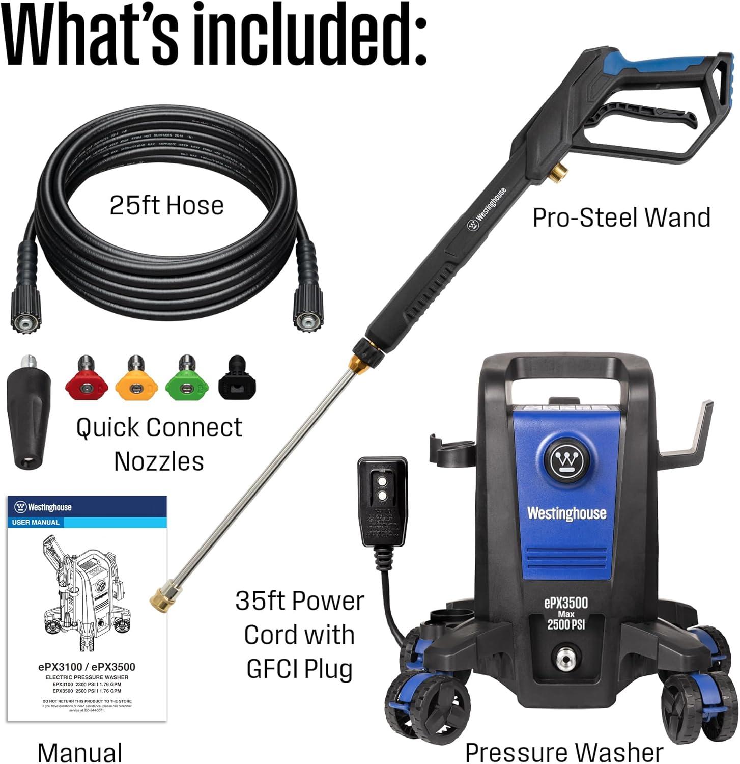 Westinghouse Electric Pressure Washer 2500-PSI, 1.76-GPM, Soap Tank, 5 Nozzles