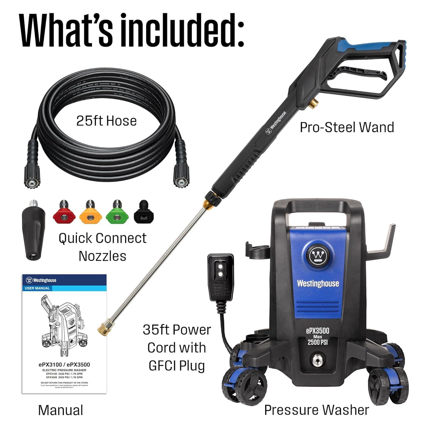 Westinghouse Electric Pressure Washer 2500-PSI, 1.76-GPM, Soap Tank, 5 Nozzles