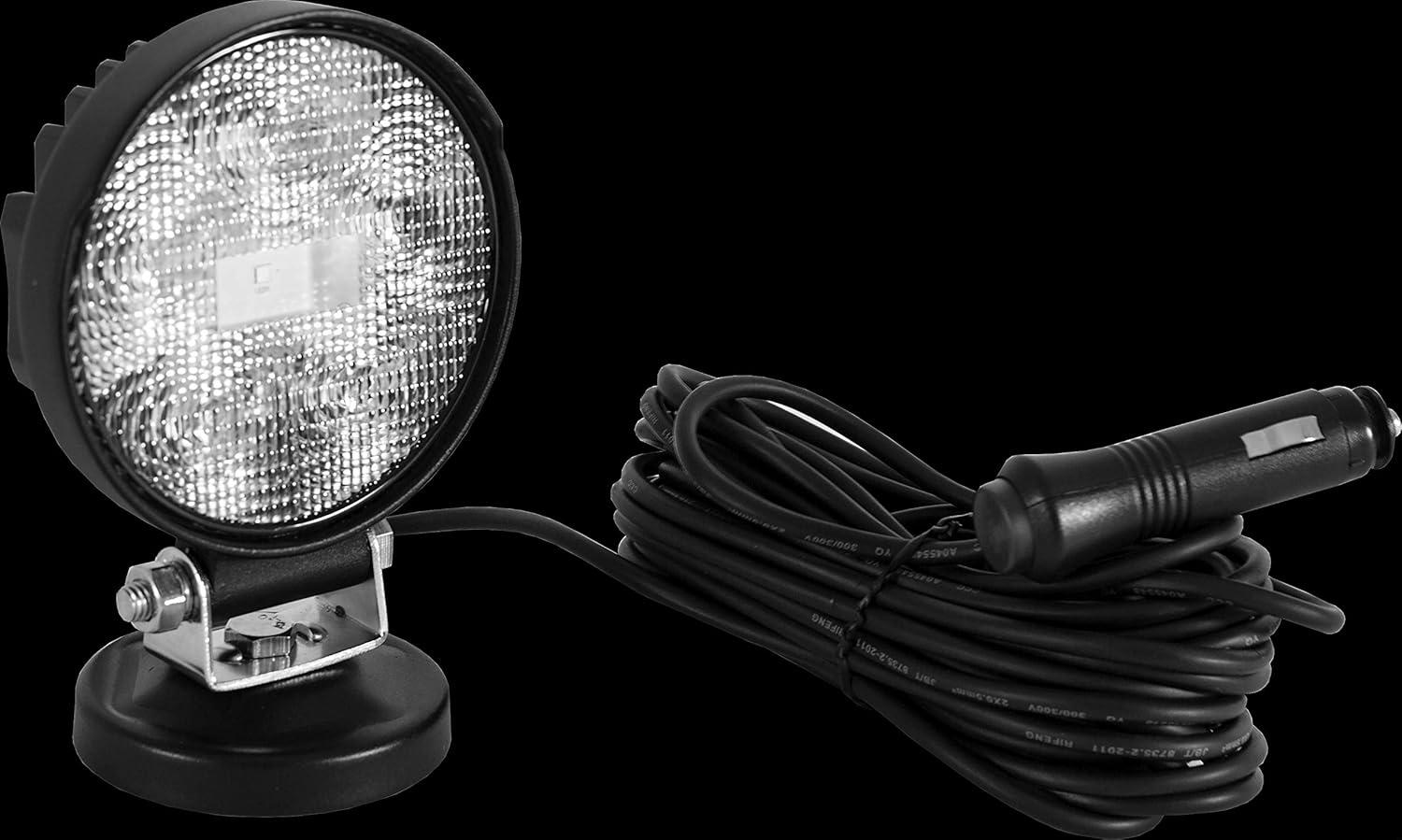 Buyers Products 1492130 4" MMF7 Round LED Flood Light w/Magnetic Mounting Base, 6 LEDs, 1,140 Lumens, 30" Lead Length, Work Flood Light For Trucks, Trailers, ATVs, RVs & More