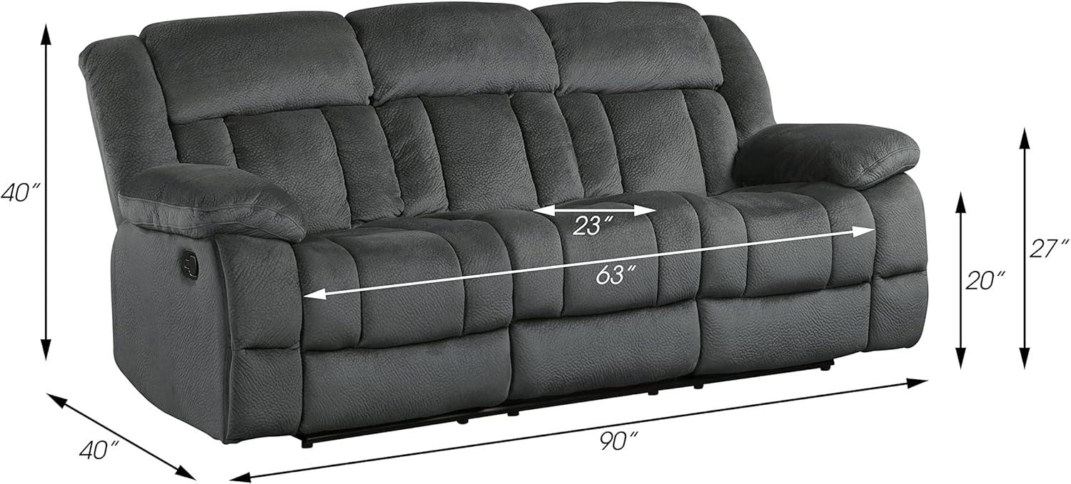 Lexicon Laurelton 90" Traditional Microfiber Double Reclining Sofa in Charcoal