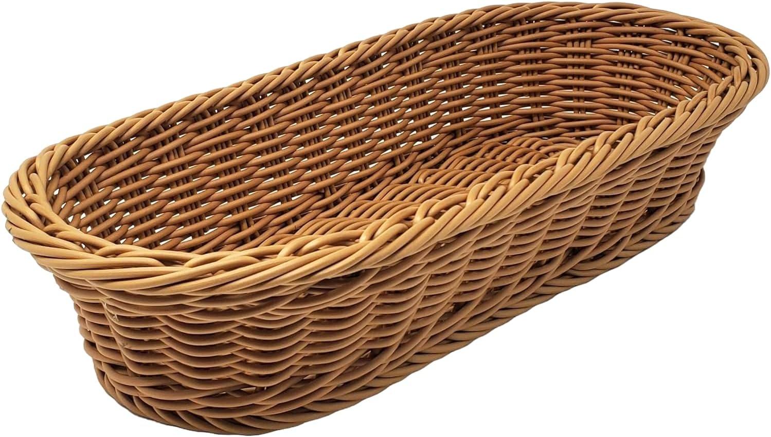 Kovot Wicker Bread Basket - 14.5" Woven Polypropylene Basket – For Food Display and Serving – Snack Organizer Basket