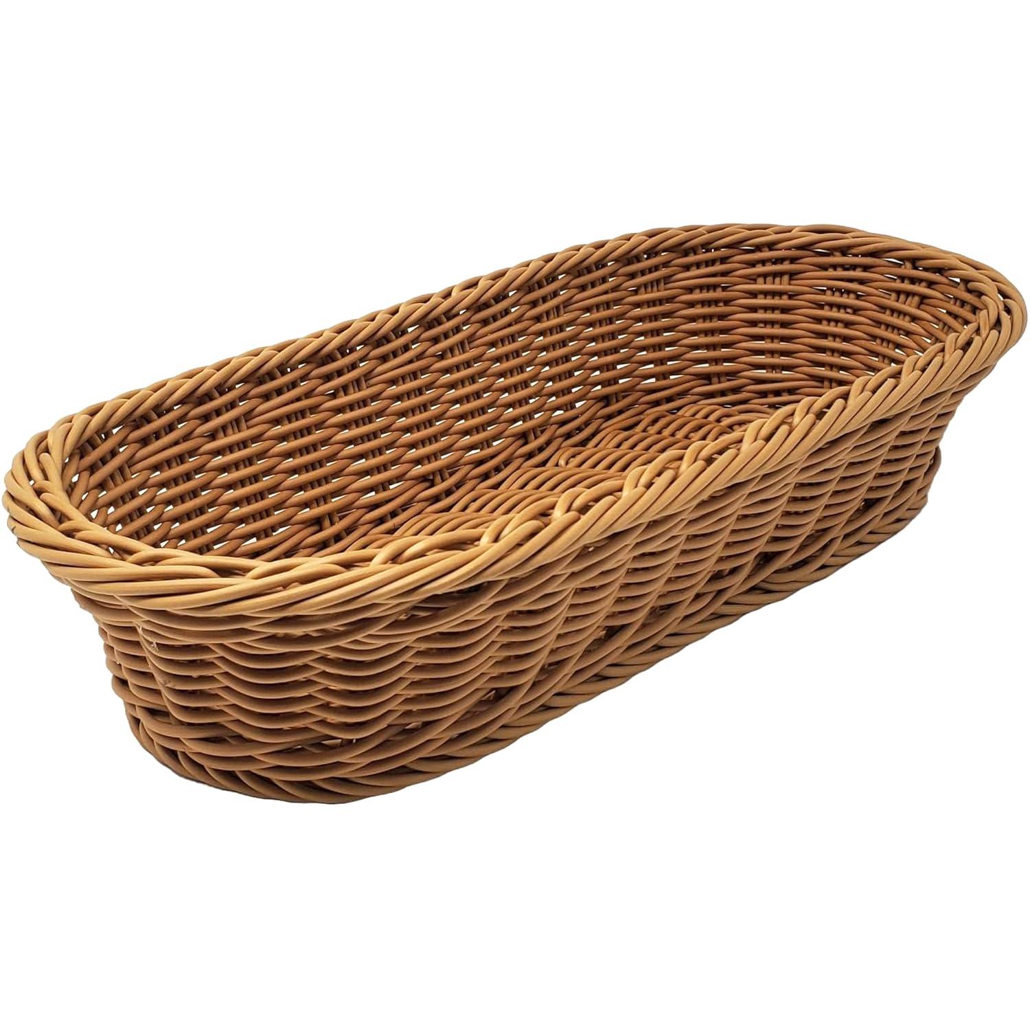 Kovot Wicker Bread Basket - 14.5" Woven Polypropylene Basket – For Food Display and Serving – Snack Organizer Basket