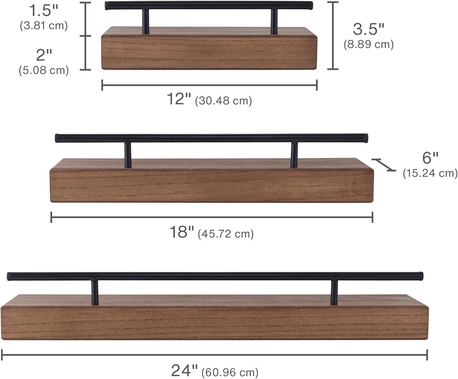 MELANNCO Floating Railing Shelf for Bedroom, Living Room, Bathroom, Kitchen