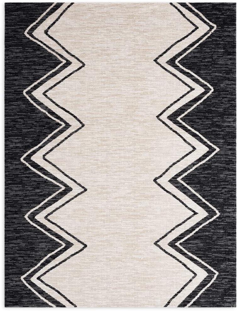 Nicole Miller New York Leon Patio Sofia Indoor/Outdoor Area Rug, Black/Ivory