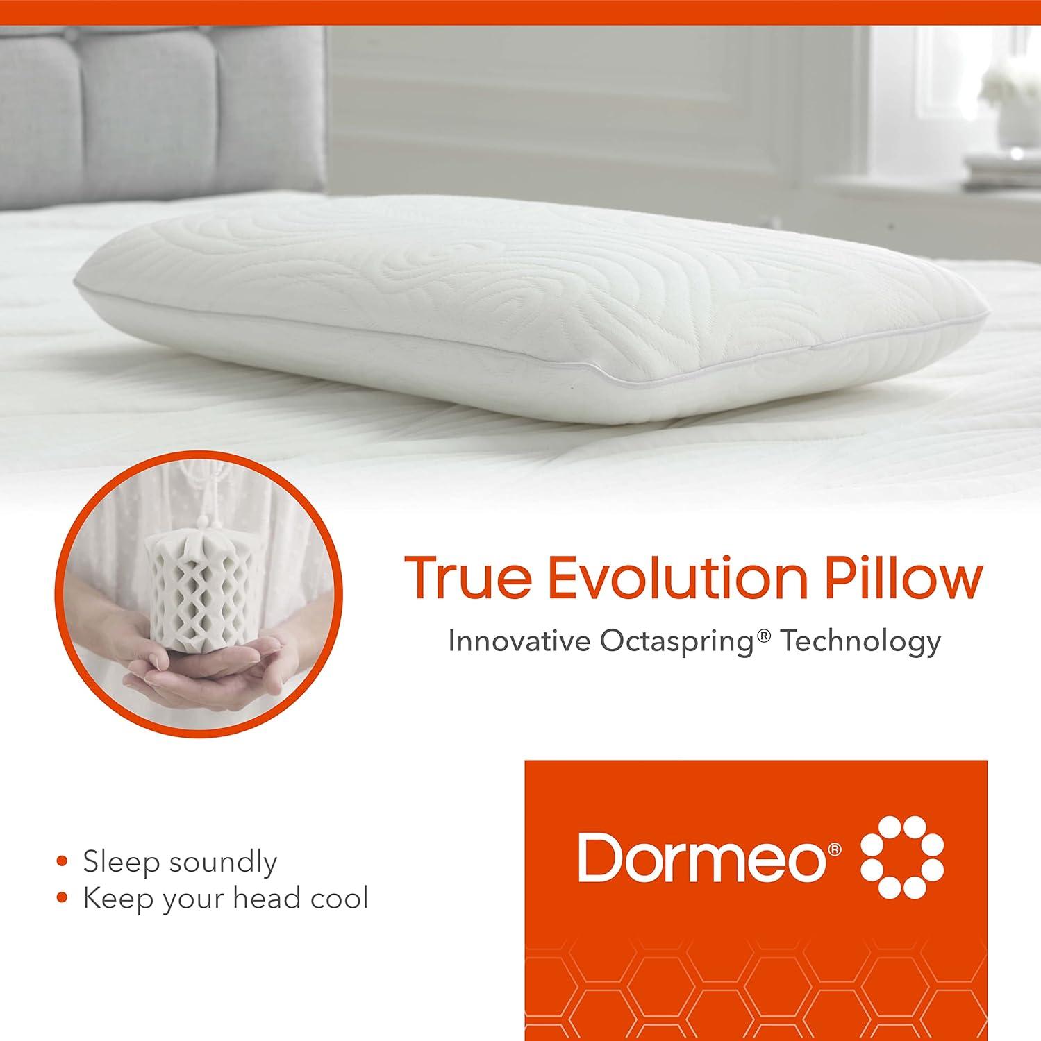 Dormeo True Evolution Bed Pillow Low Profile Standard Cooling Pillow with Octaspring Technology