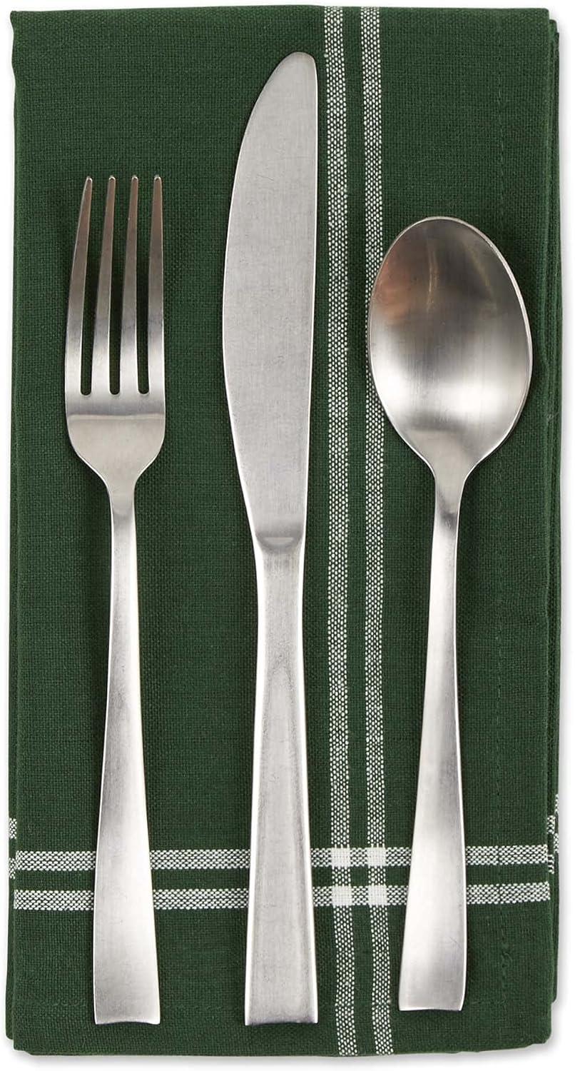 Balsam Green Cotton Stripe Napkin Set, 20x20 Inches, 6 Piece