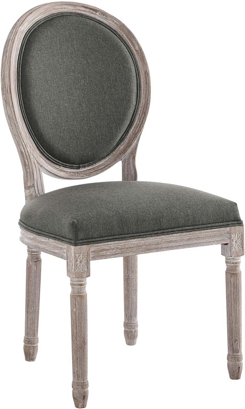 Emanate Vintage French Natural Gray Velvet Upholstered Side Chair