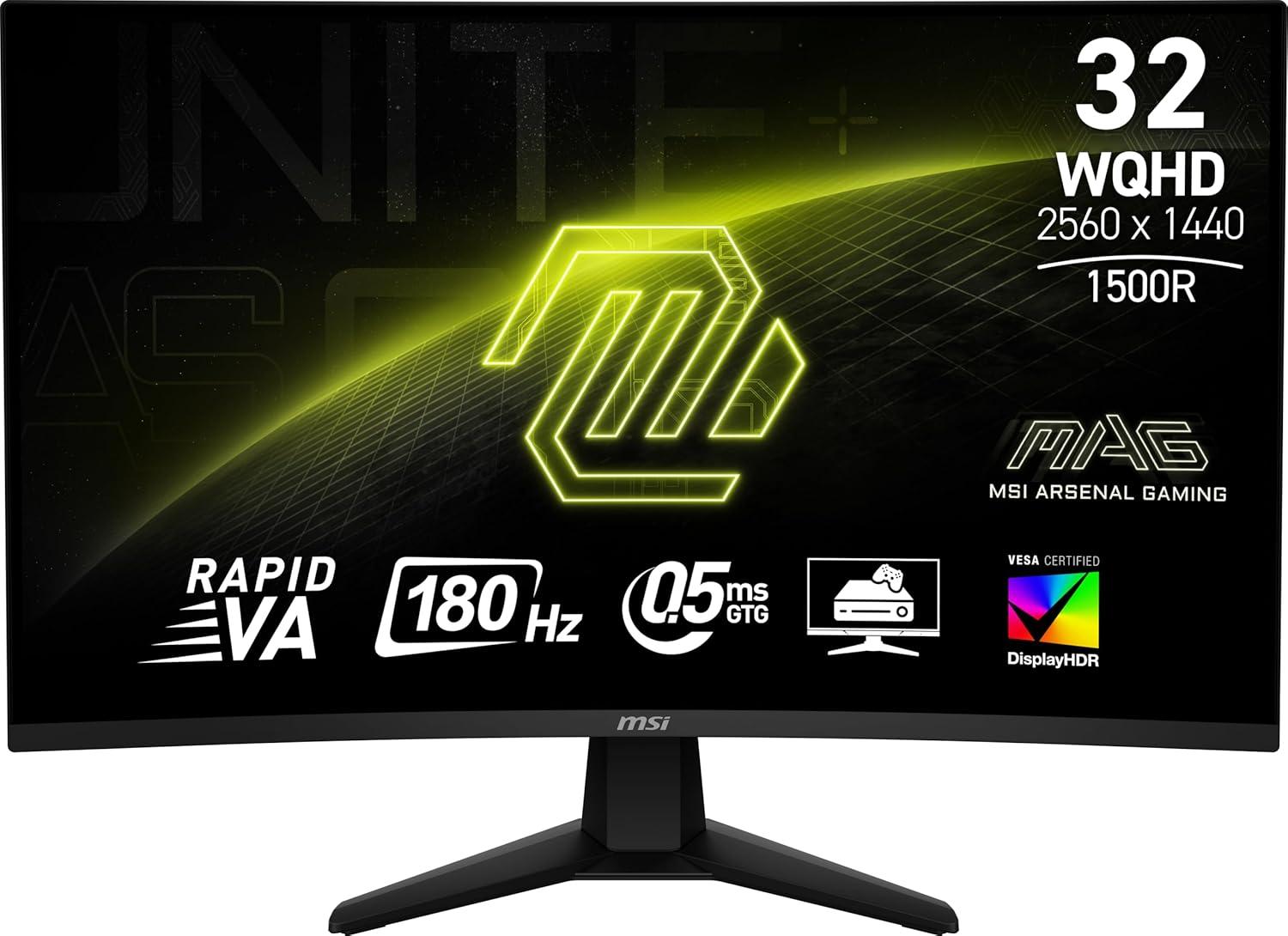 32-Inch Metallic Black Curved WQHD LED Gaming Monitor