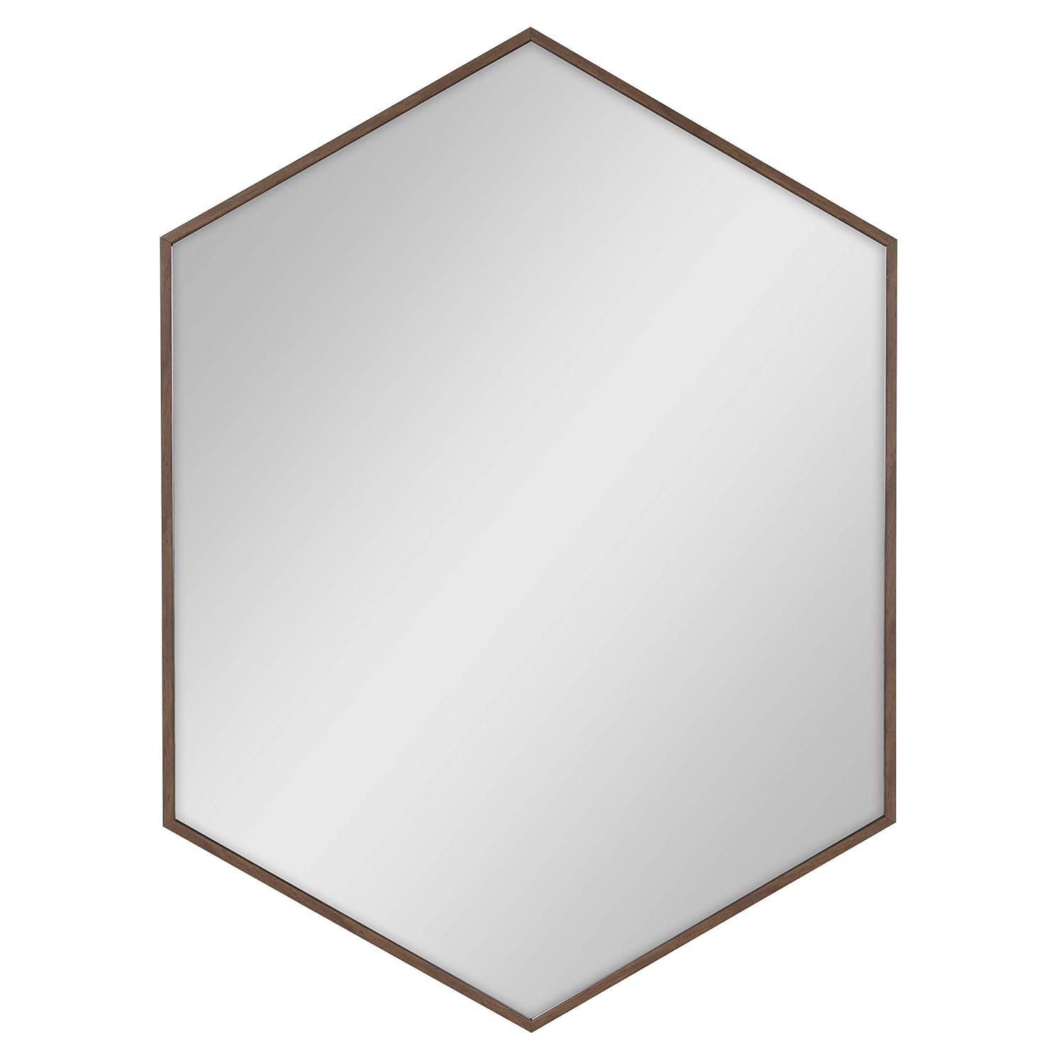 22" x 31" Rhodes Framed Hexagon Wall Mirror Walnut Brown - Kate and Laurel